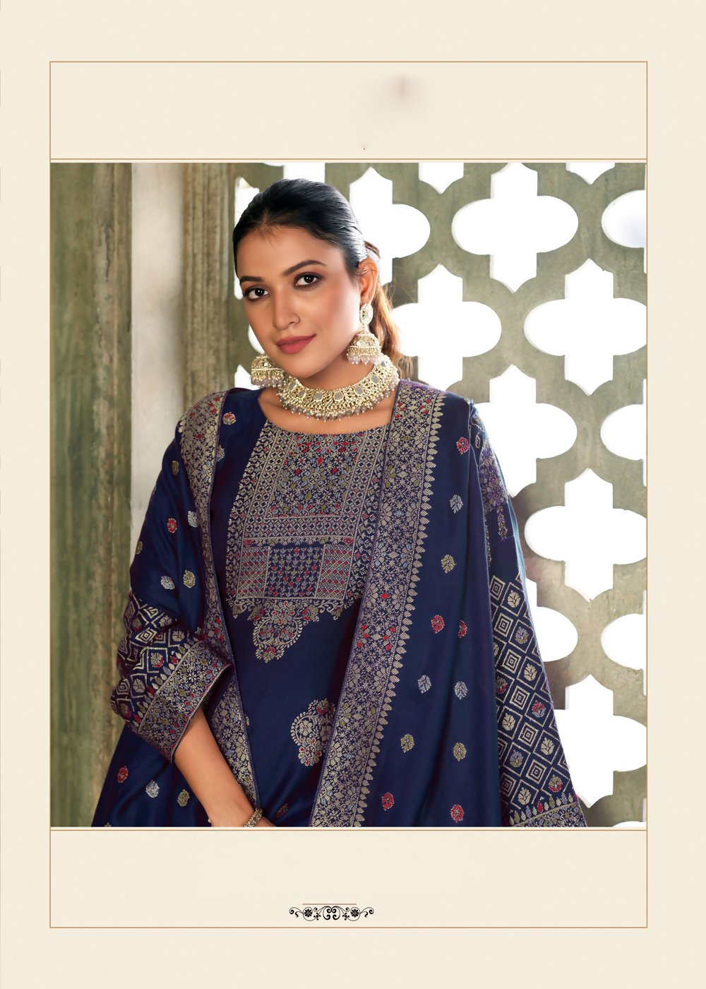Blue Viscose Pasmina Mina Work Kurta & Bottom with Dupatta - Paridhi