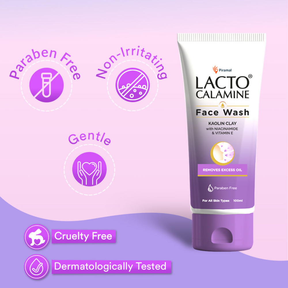 Lacto Calamine Face Wash with Kaolin Clay, Niacinamide & Vitamin E for All Skin Types 