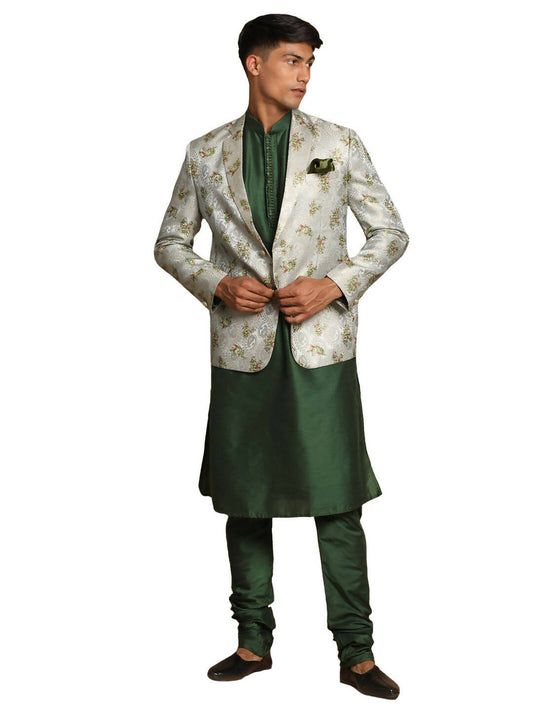 Vastramay Men's Green Poly viscose Ethnic Combo Set - Grab2buy