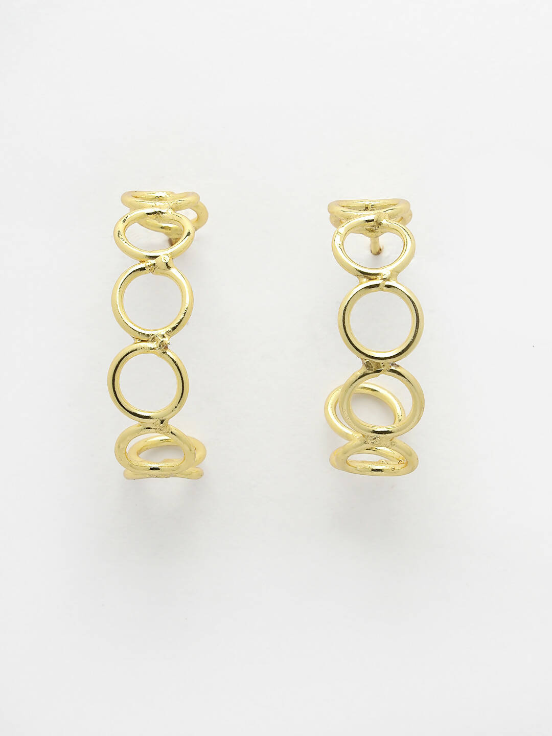 NVR Women Gold-Plated Contemporary Half Hoop Earrings - Grab2buy