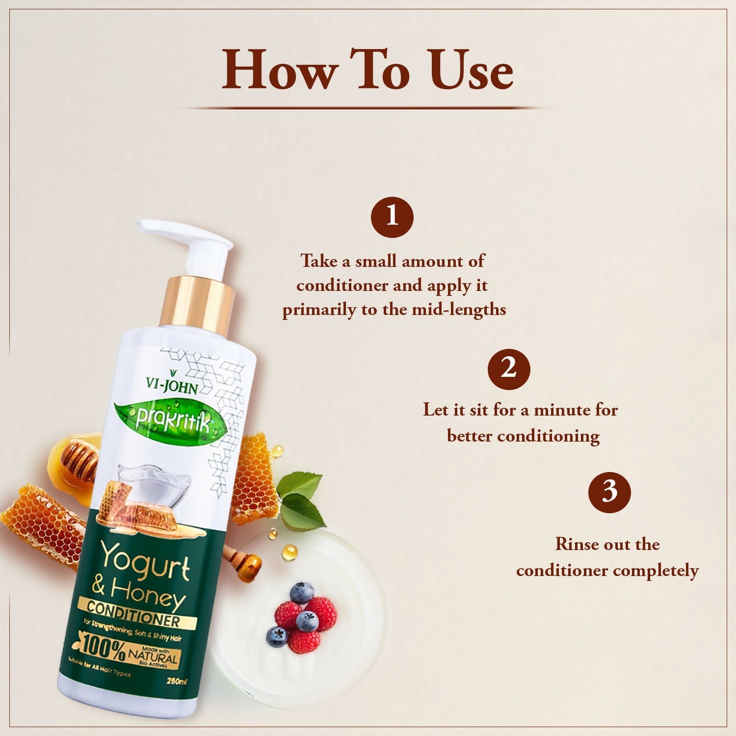 VI-JOHN Prakritik Yogurt & Honey Conditioner, Restores Hair Moisture, Made With Natural Bio-Active  Grab2Buy VI-JOHN Grab2Buy