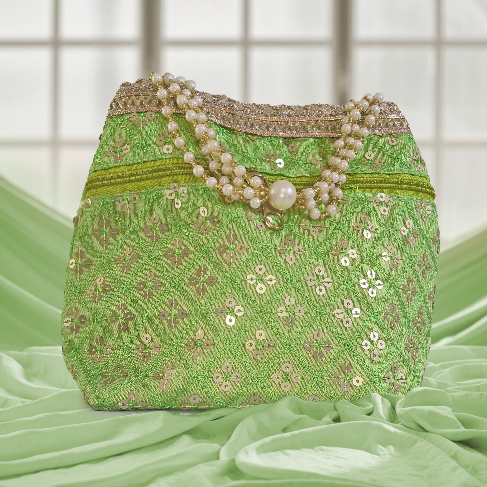 JS Fashion Wedding Potli Bag for Women with Drawstring Closure