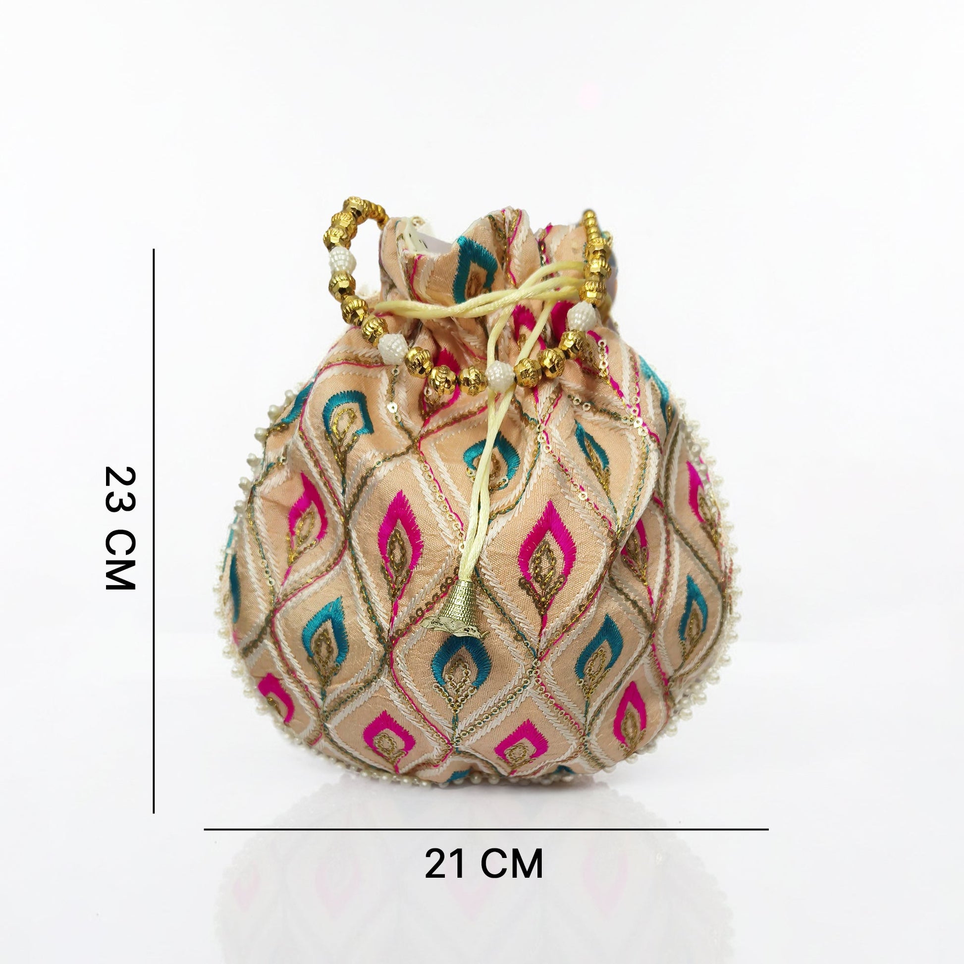 JS Fashion Embroidered Handcrafted Wedding Potli Bag with Beads