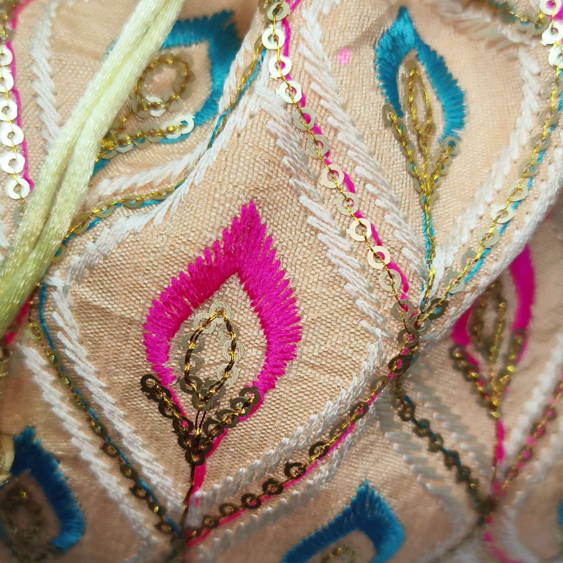 JS Fashion Embroidered Handcrafted Wedding Potli Bag with Beads