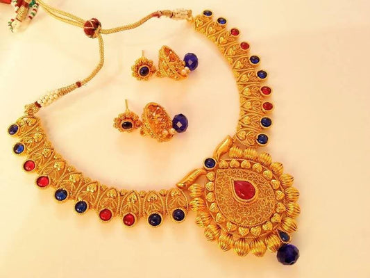 Pink & Blue Kemp Bridal Necklace Set