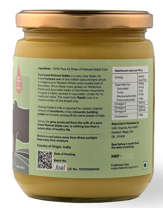 Indic Organics Forest Grazing Malnad Gidda Desi Cow's A2 Ghee