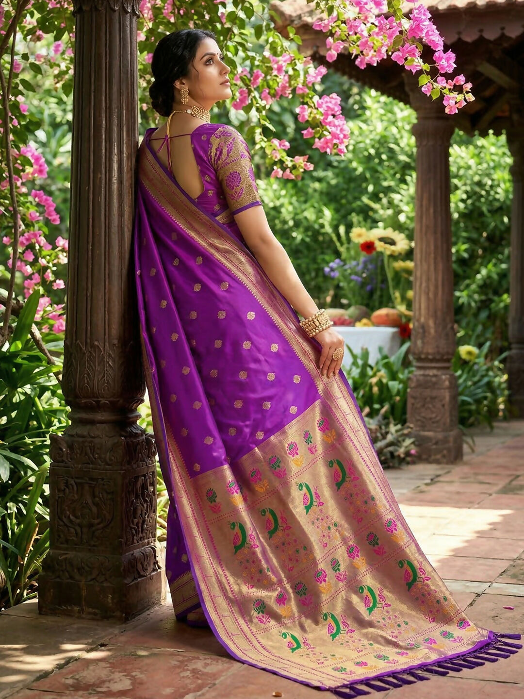 Shree Shyam Fashion Purple Soft Silk Saree