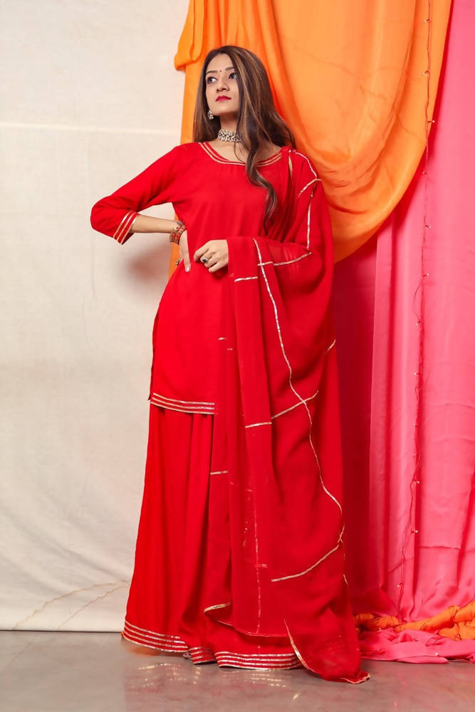 Cheera Red Kurta Palazzo set
