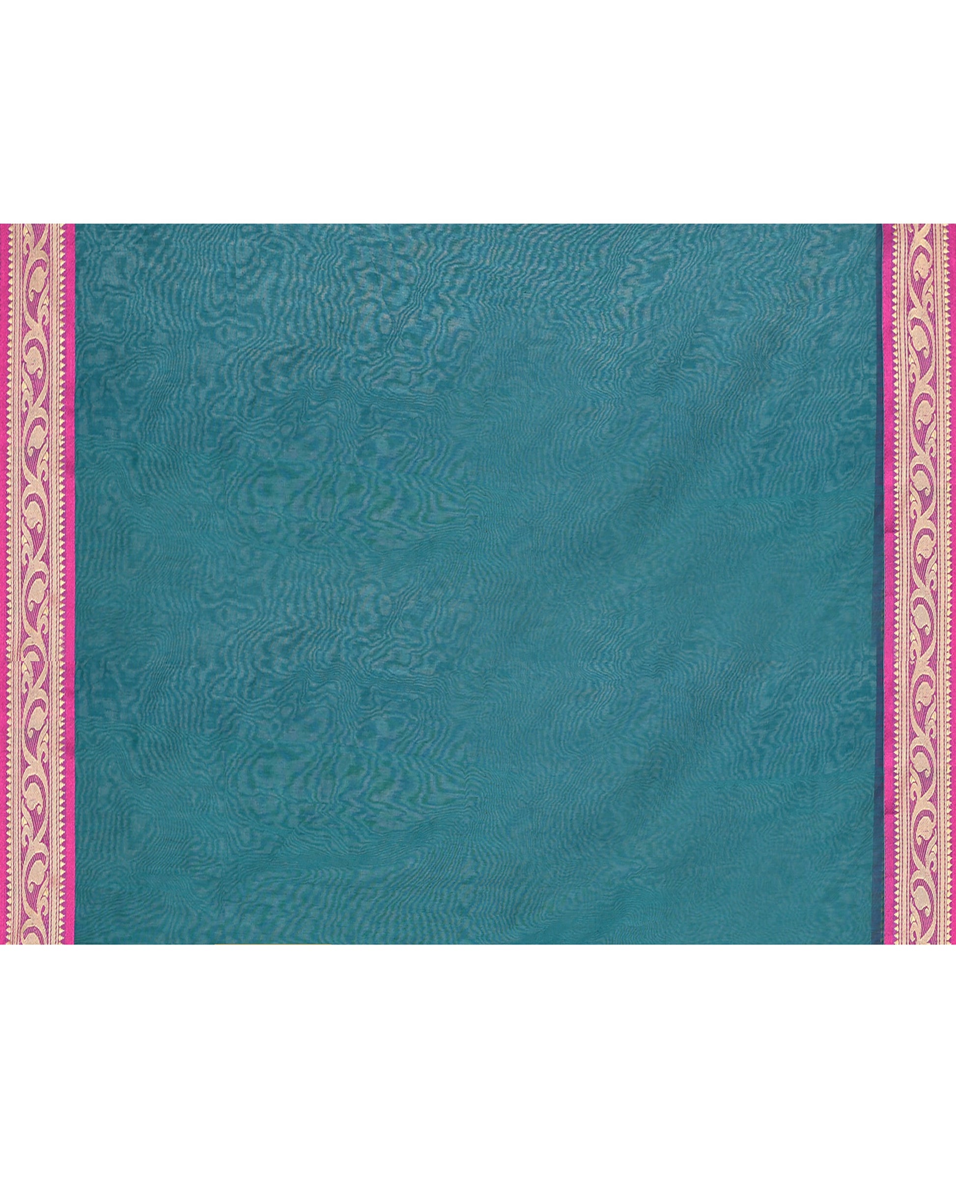 Piyari Fashion Women`s Cotton Silk Teal Handloom Saree With Blouse