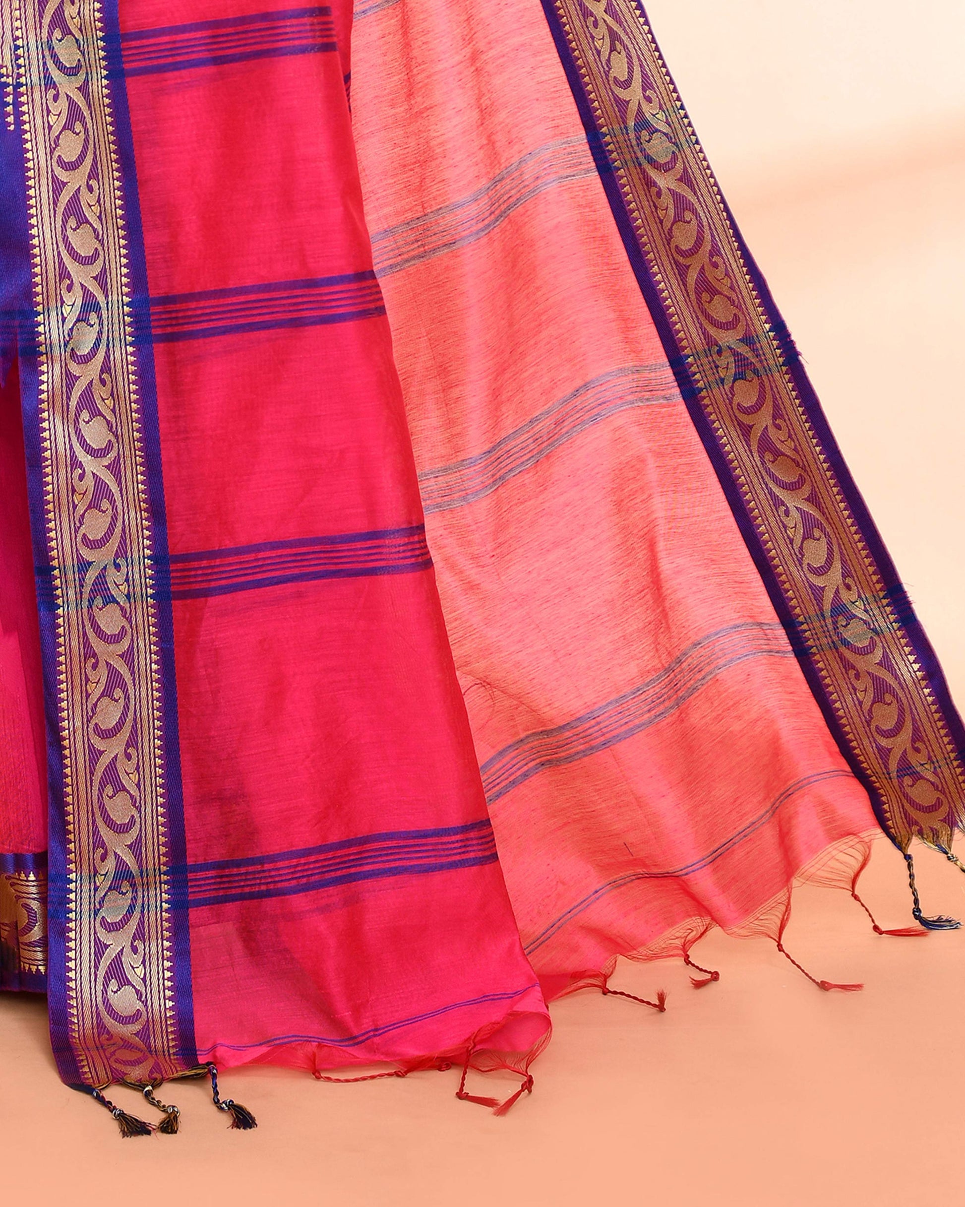 Piyari Fashion Women`s Cotton Silk Rose Handloom Saree With Blouse