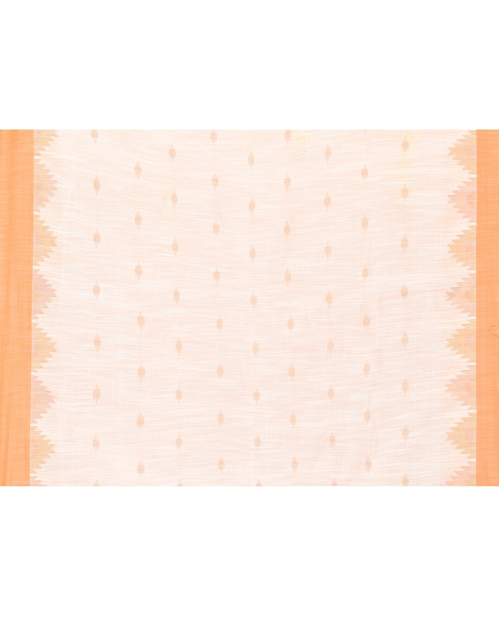 Piyari Fashion Women's White Cotton Blend Handloom Saree With Brown Temple Border