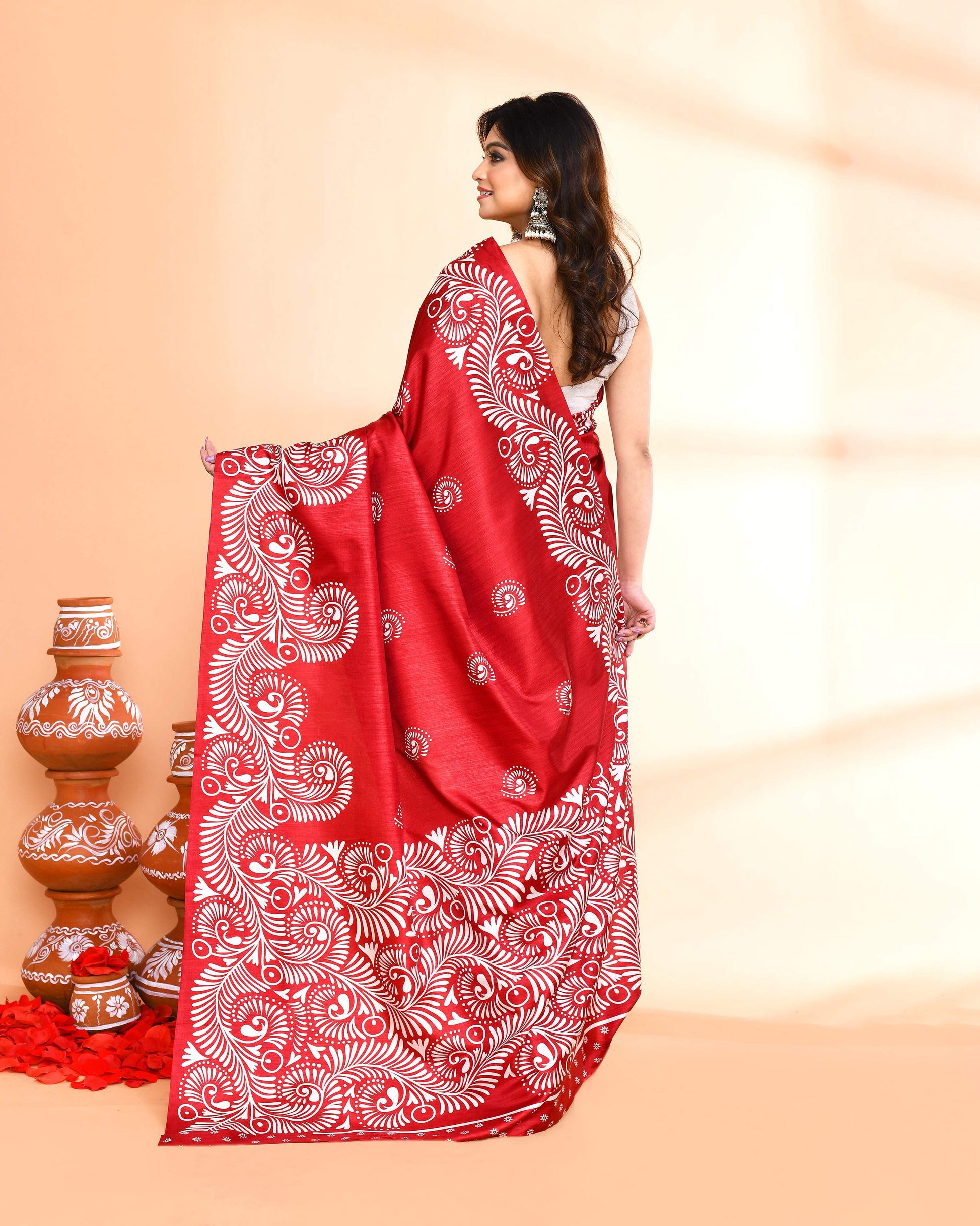 Piyari Fashion PIyari Fashion Maroon Printed Saree With Blouse
