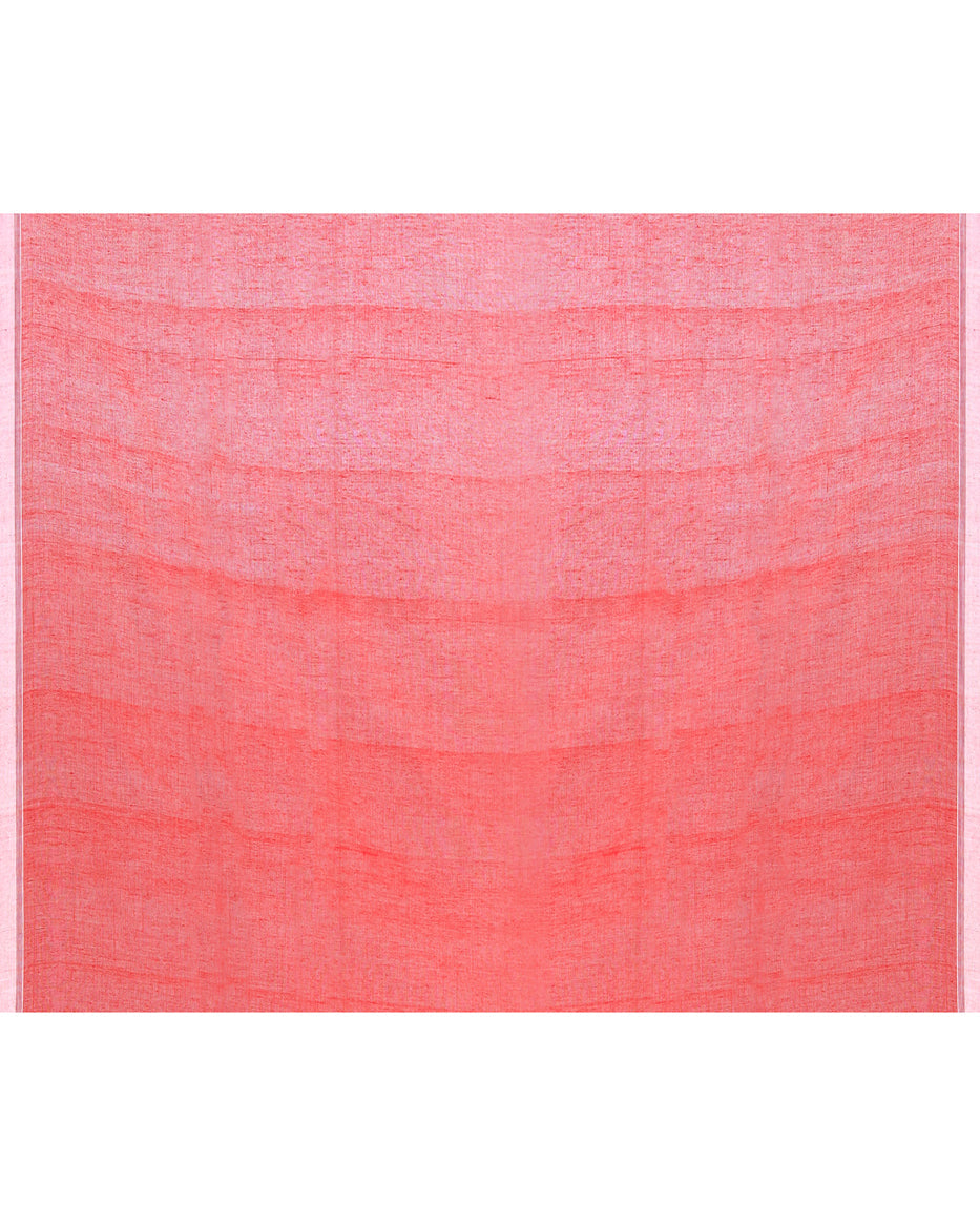 Piyari Fashion Women's Red Cotton Handloom Jamdani Saree With Blouse