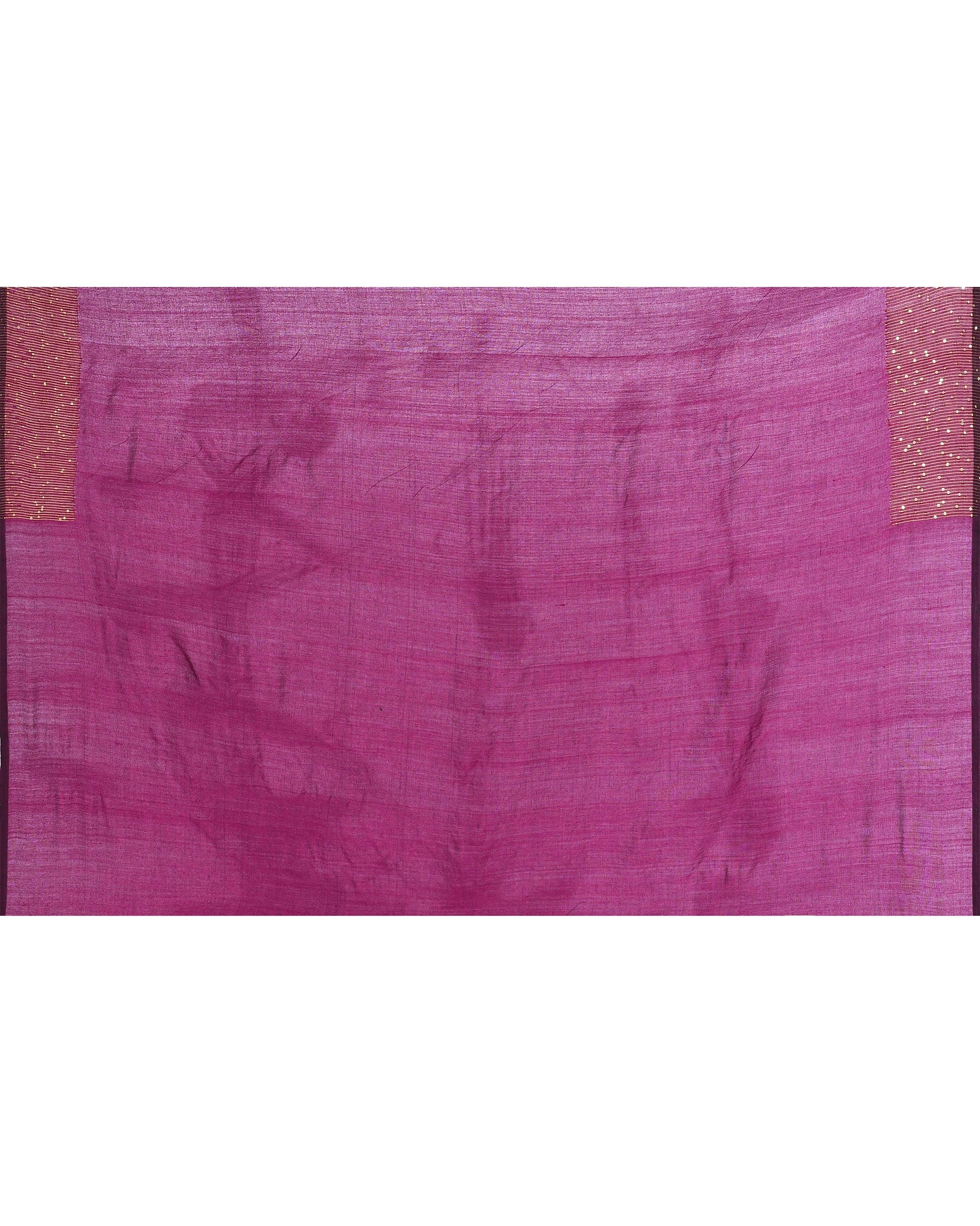 Piyari Fashion Women's Magenta Embellished Sequined Cotton Saree