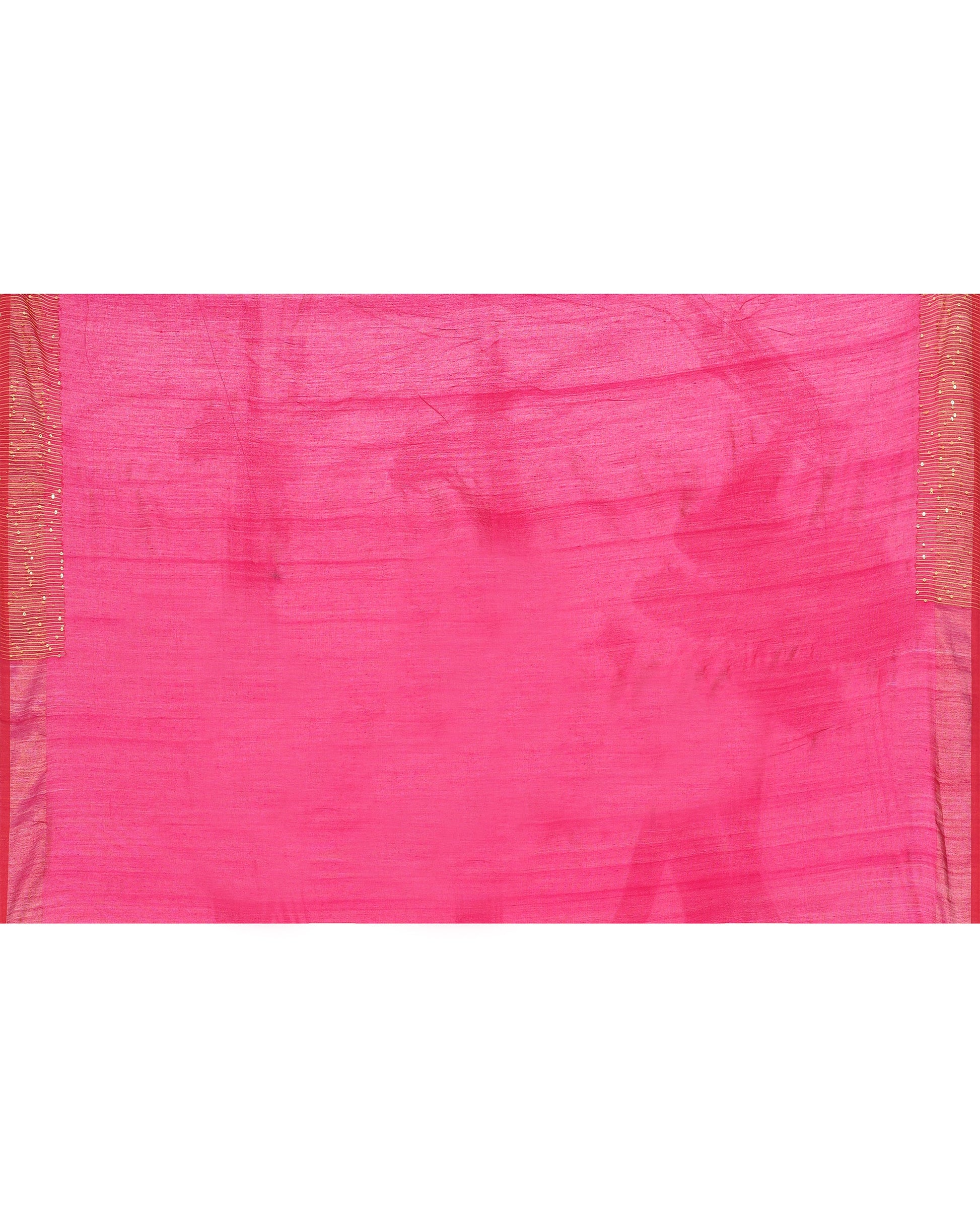 Piyari Fashion Women's Rani Pink Embellished Sequined Cotton Saree