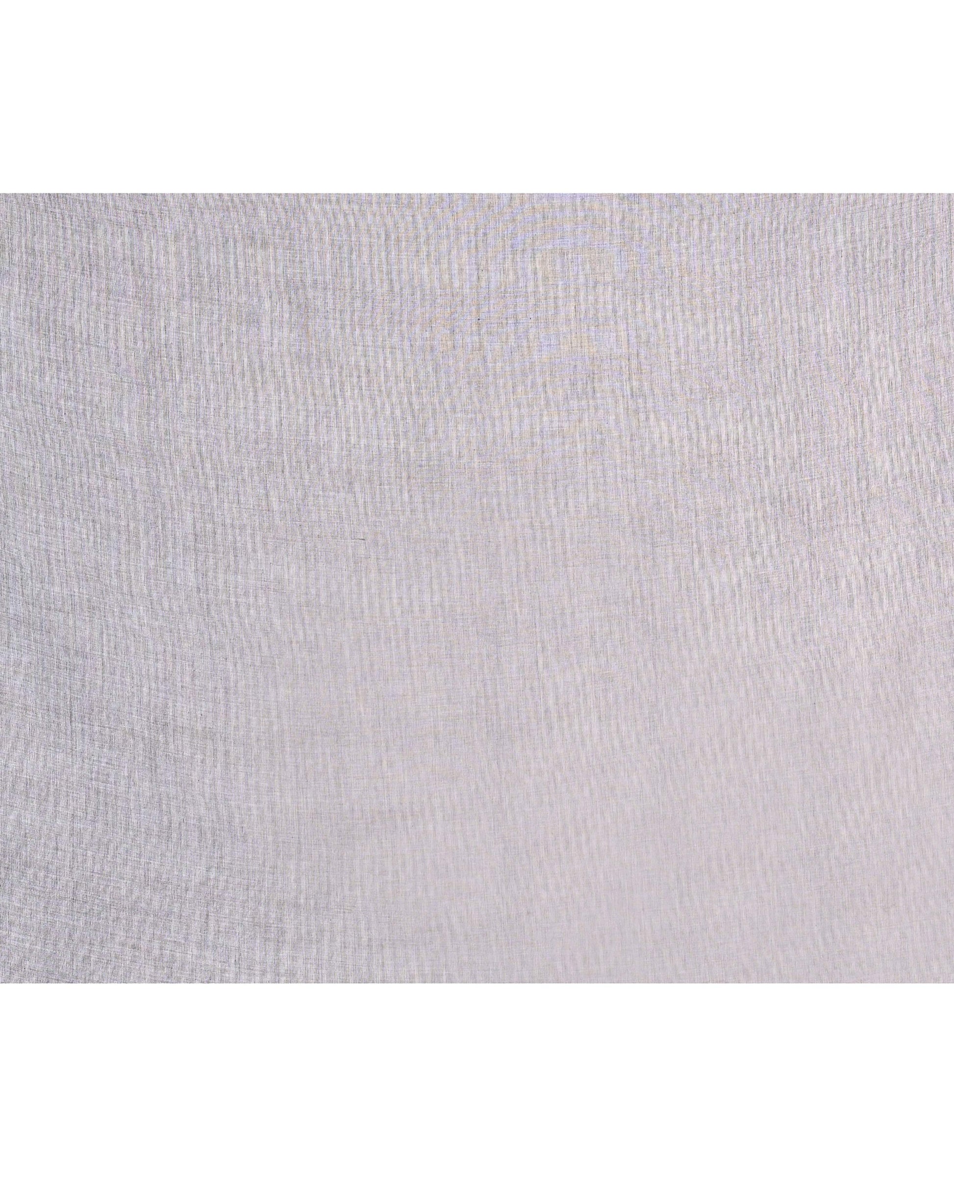 Piyari Fashion Handspun Printed Cotton Silver Grey Handloom Saree With Blouse