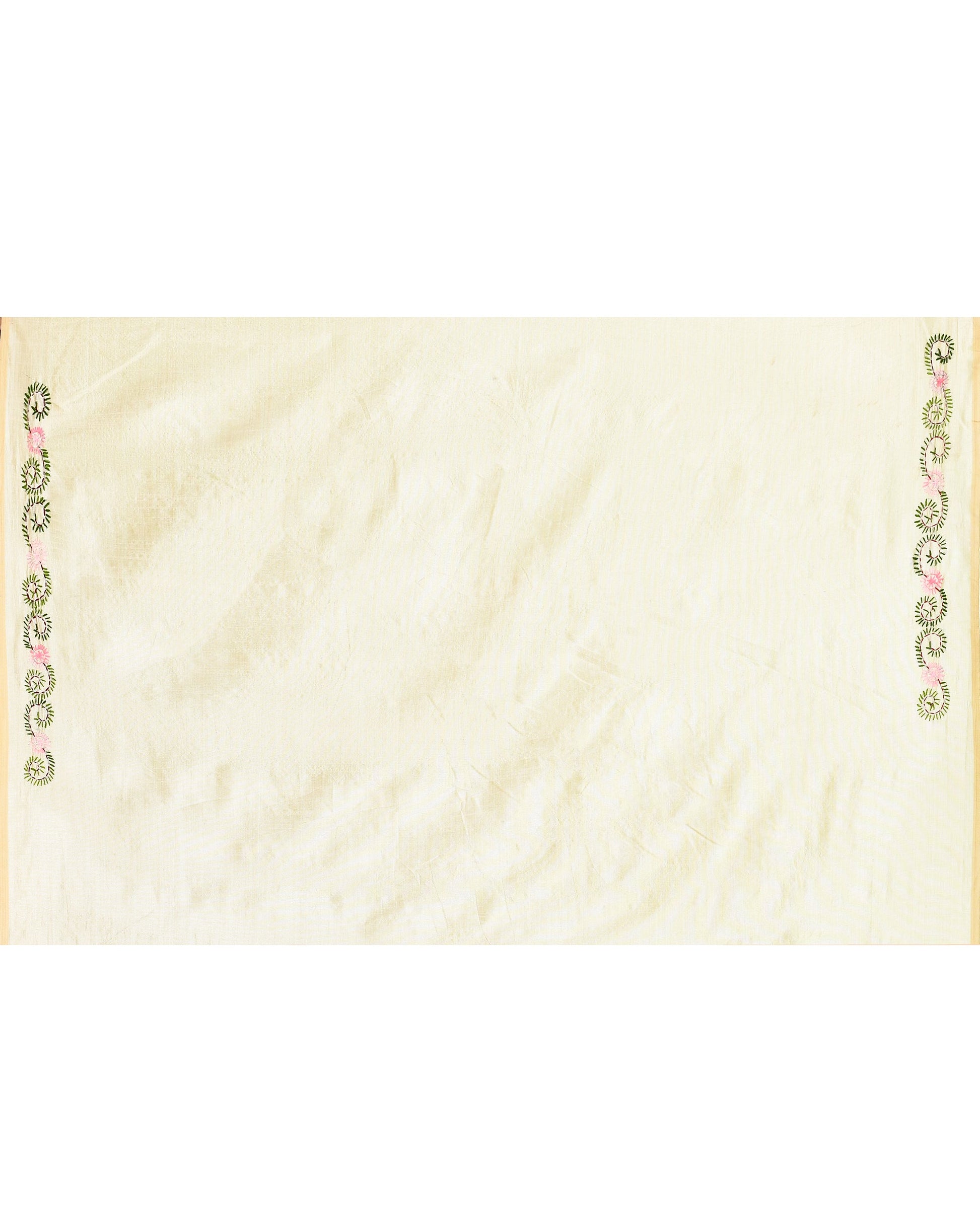 Piyari Fashion Women's Beige Embellished Embroidery Silk Saree