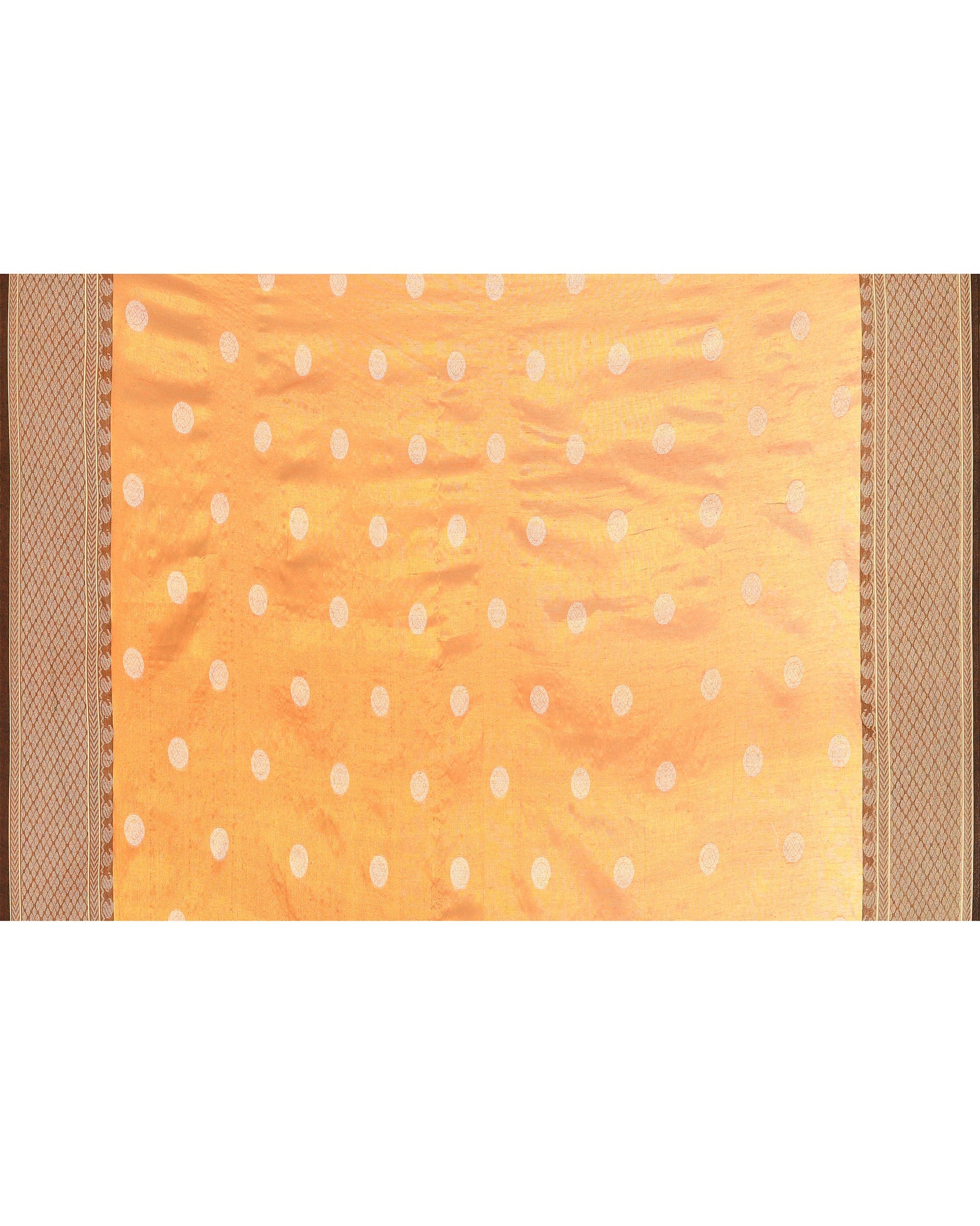 Piyari Fashion Women's Orange Zari Cotton Tissue Jamdani Saree