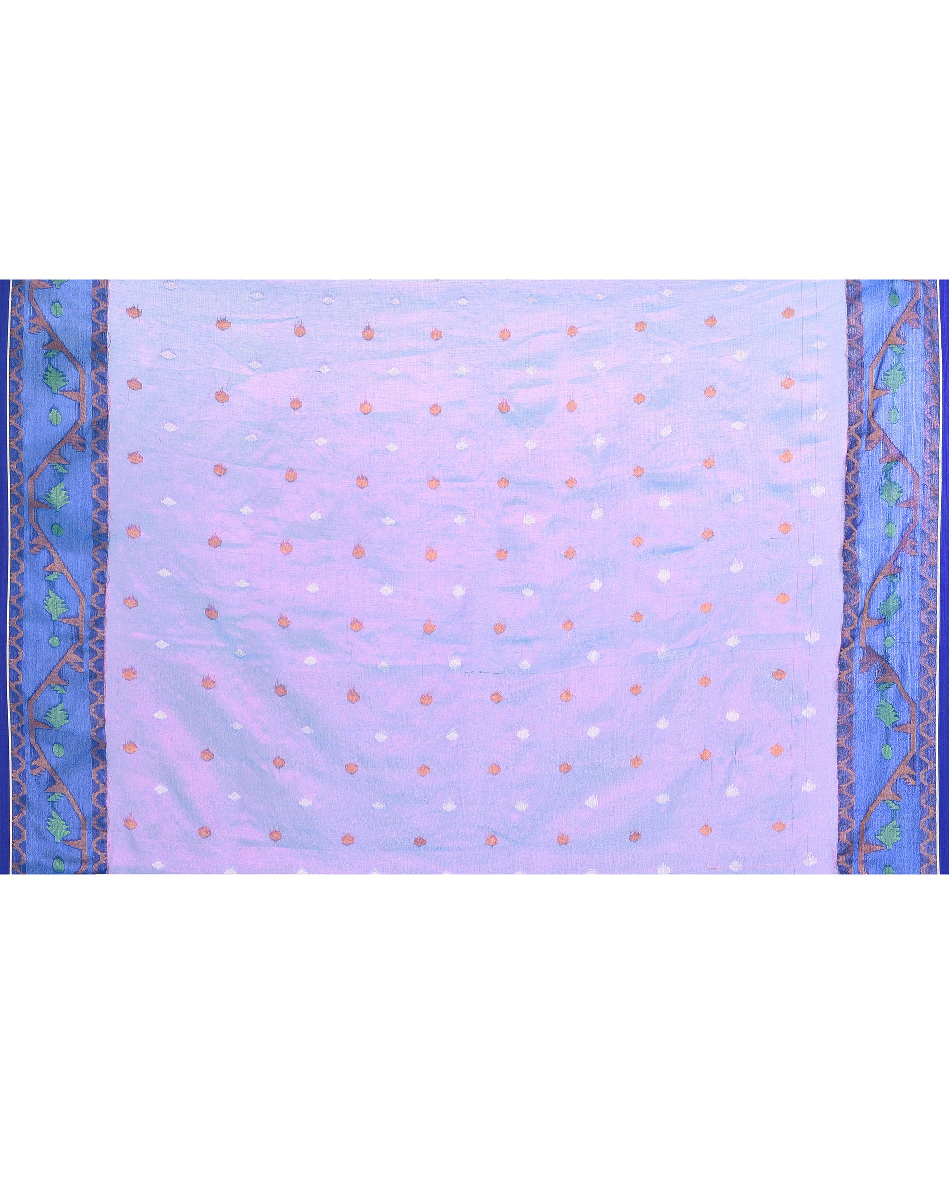 Piyari Fashion Women's Pink Blue Zari Cotton Tissue Jamdani Saree