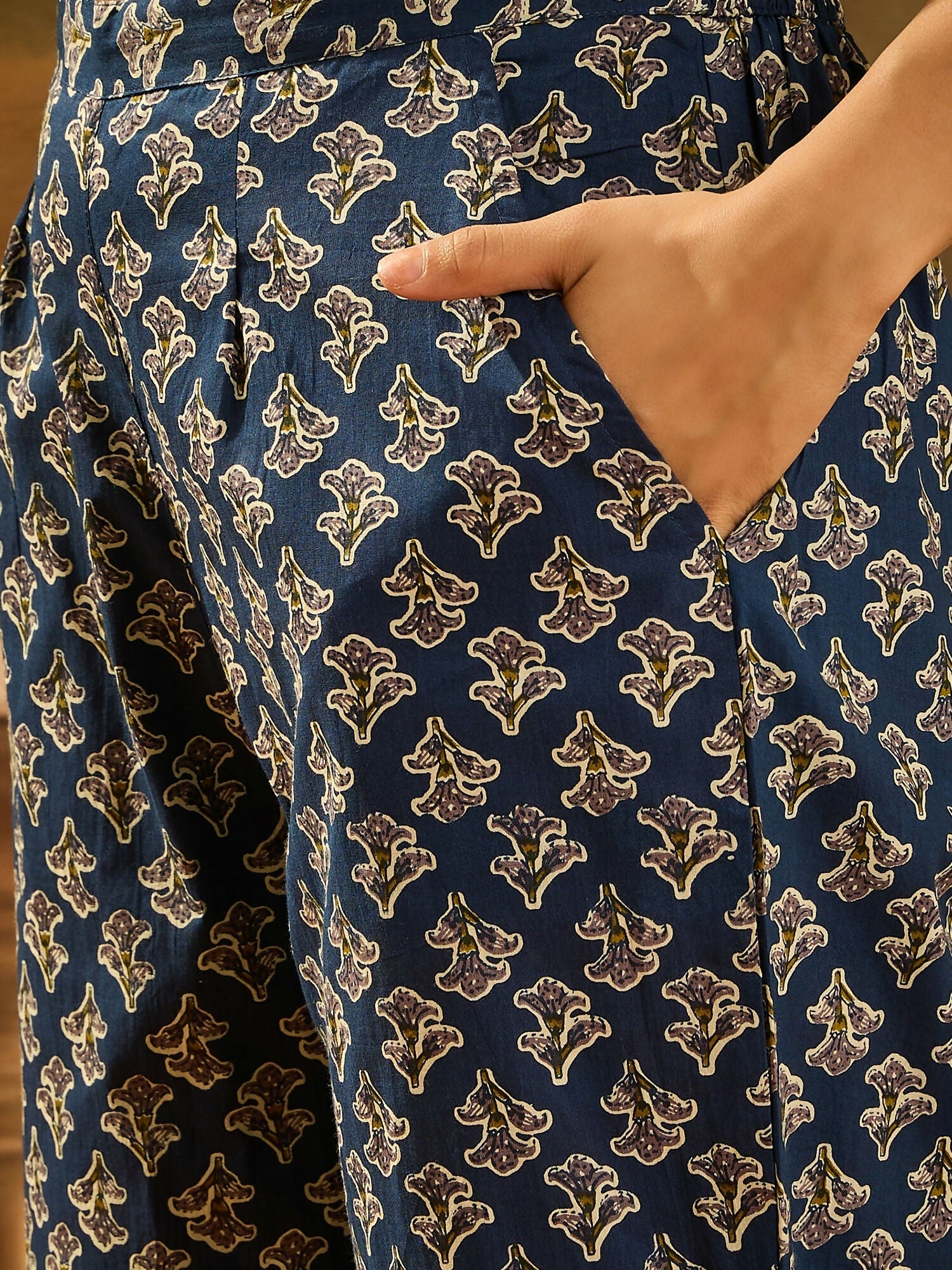 Joban Fashion Printed Navy Blue Pure Cotton Kurta Set