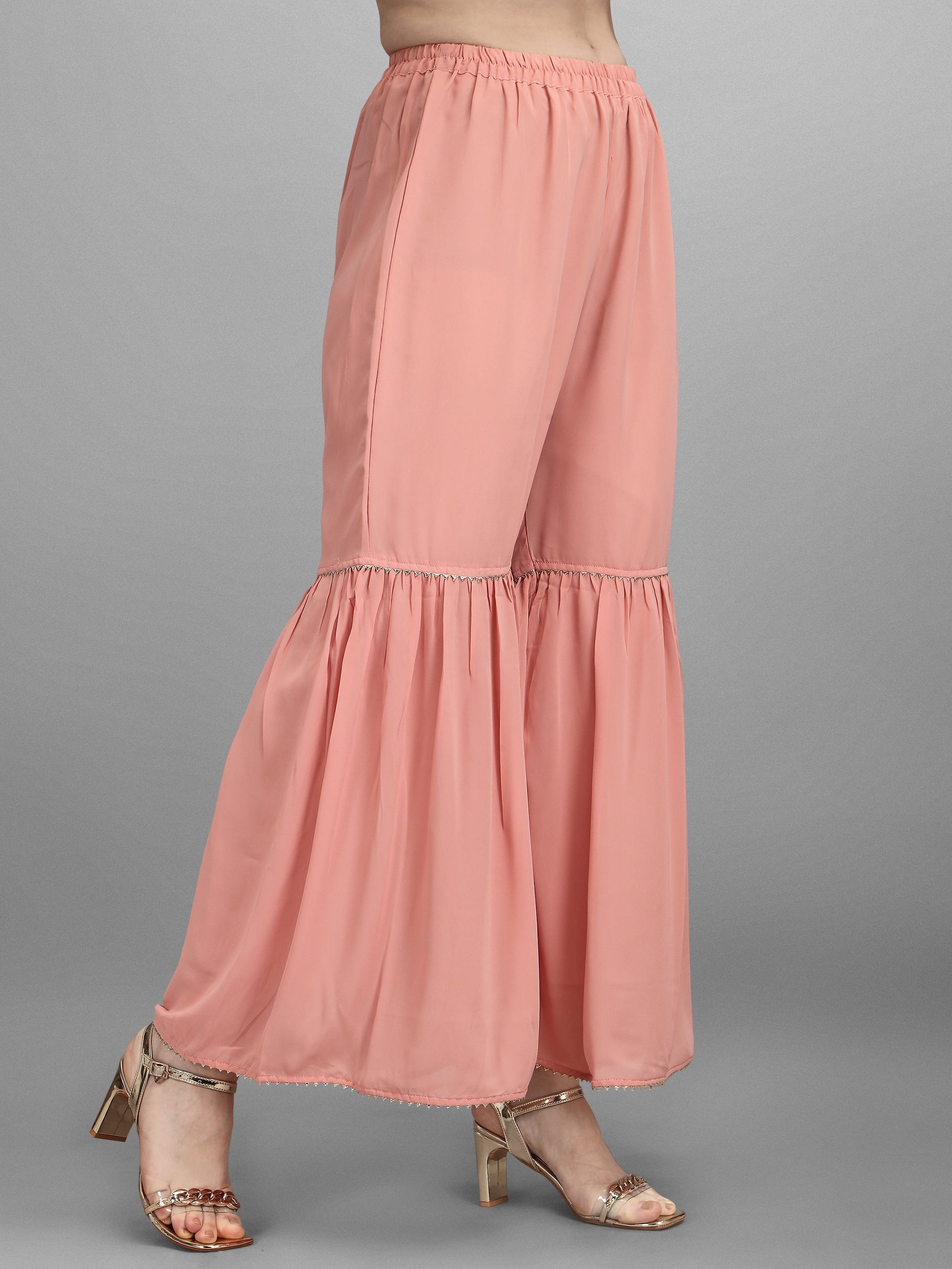 Georgette Embellished Kurta With Sharara & Dupatta Set, Multicolor - Hiral Fashion