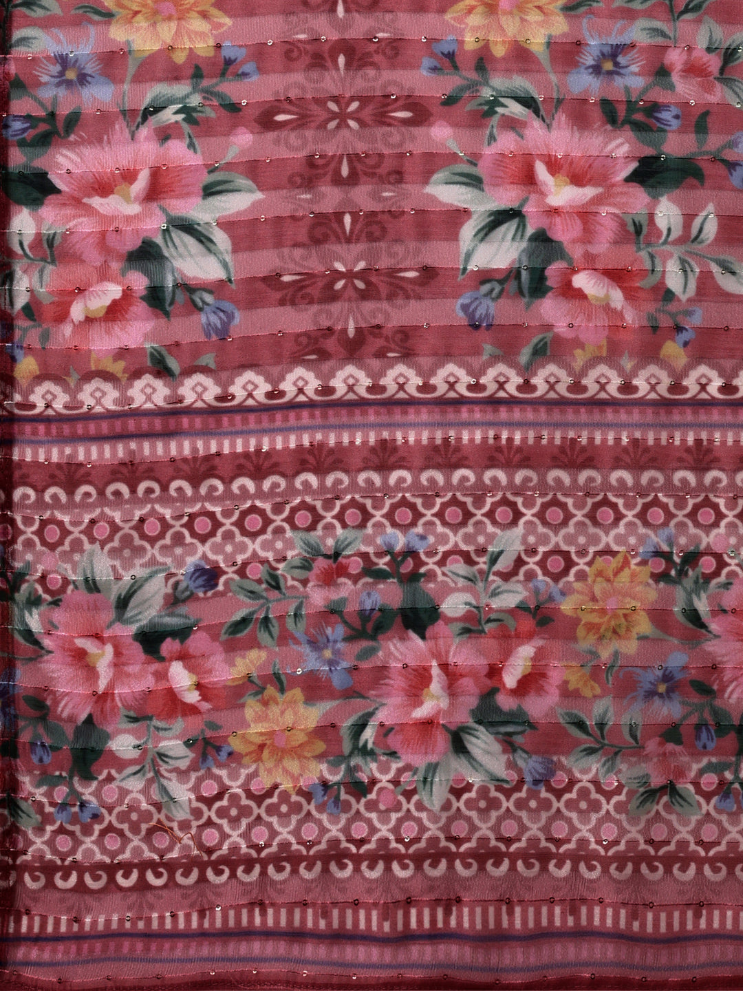 Embroidered Kurta With Pant & Printed Dupatta Set, Multicolor - Hiral Fashion