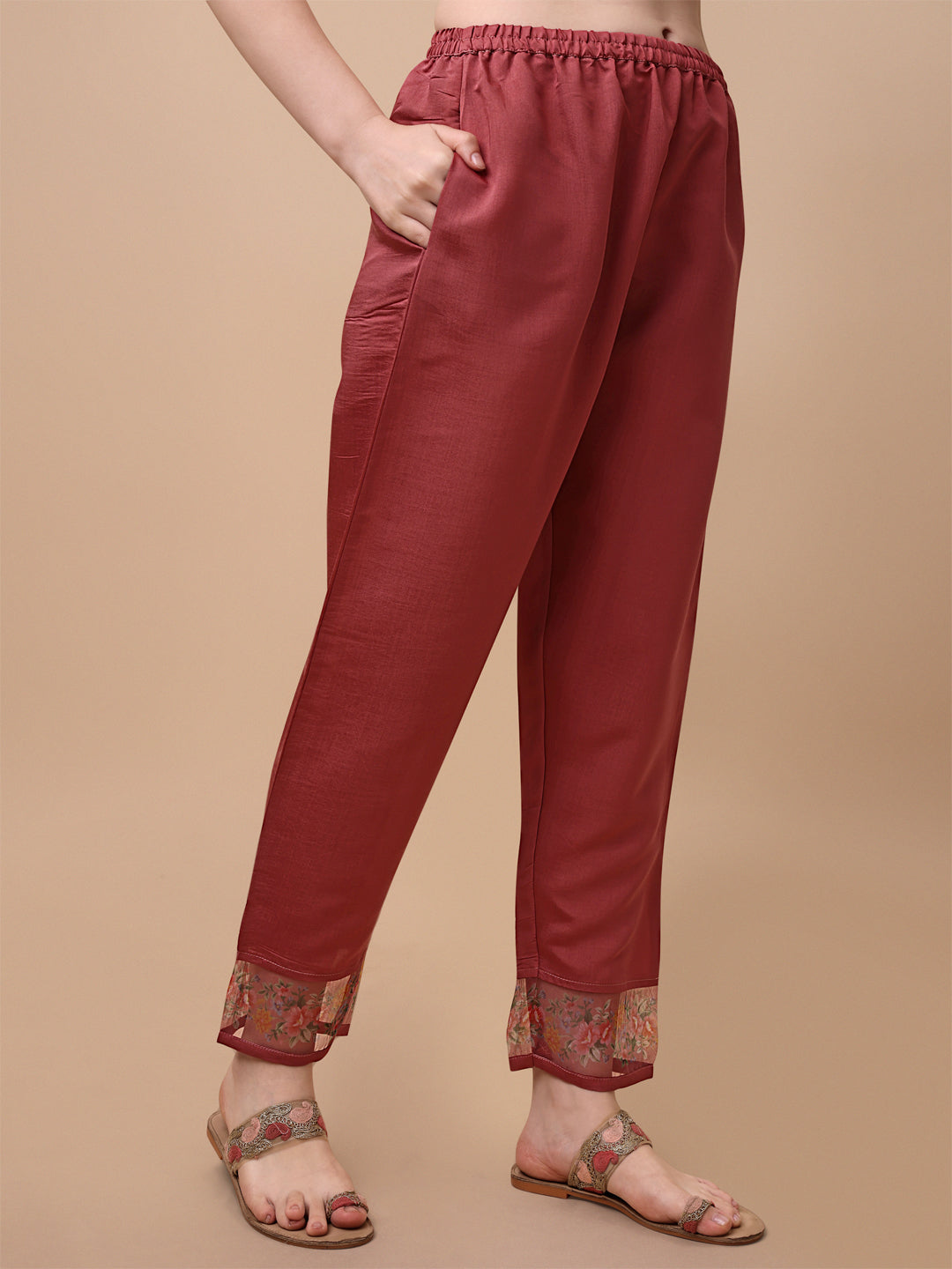 Embroidered Kurta With Pant & Printed Dupatta Set, Multicolor - Hiral Fashion