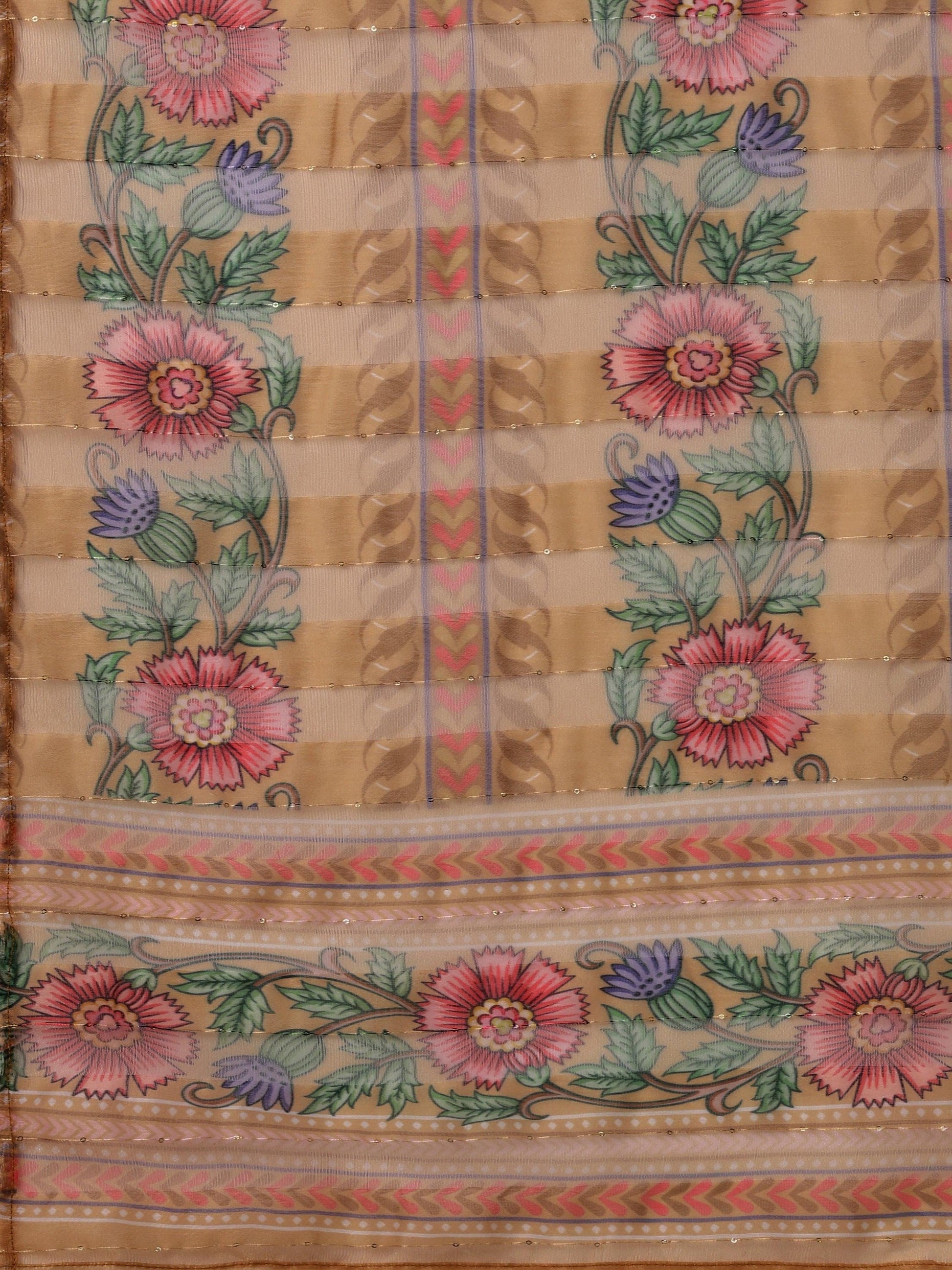 Hand Embroidered Kurta With Pant And Organza Printed Dupatta Set, Multicolor - Hiral Fashion