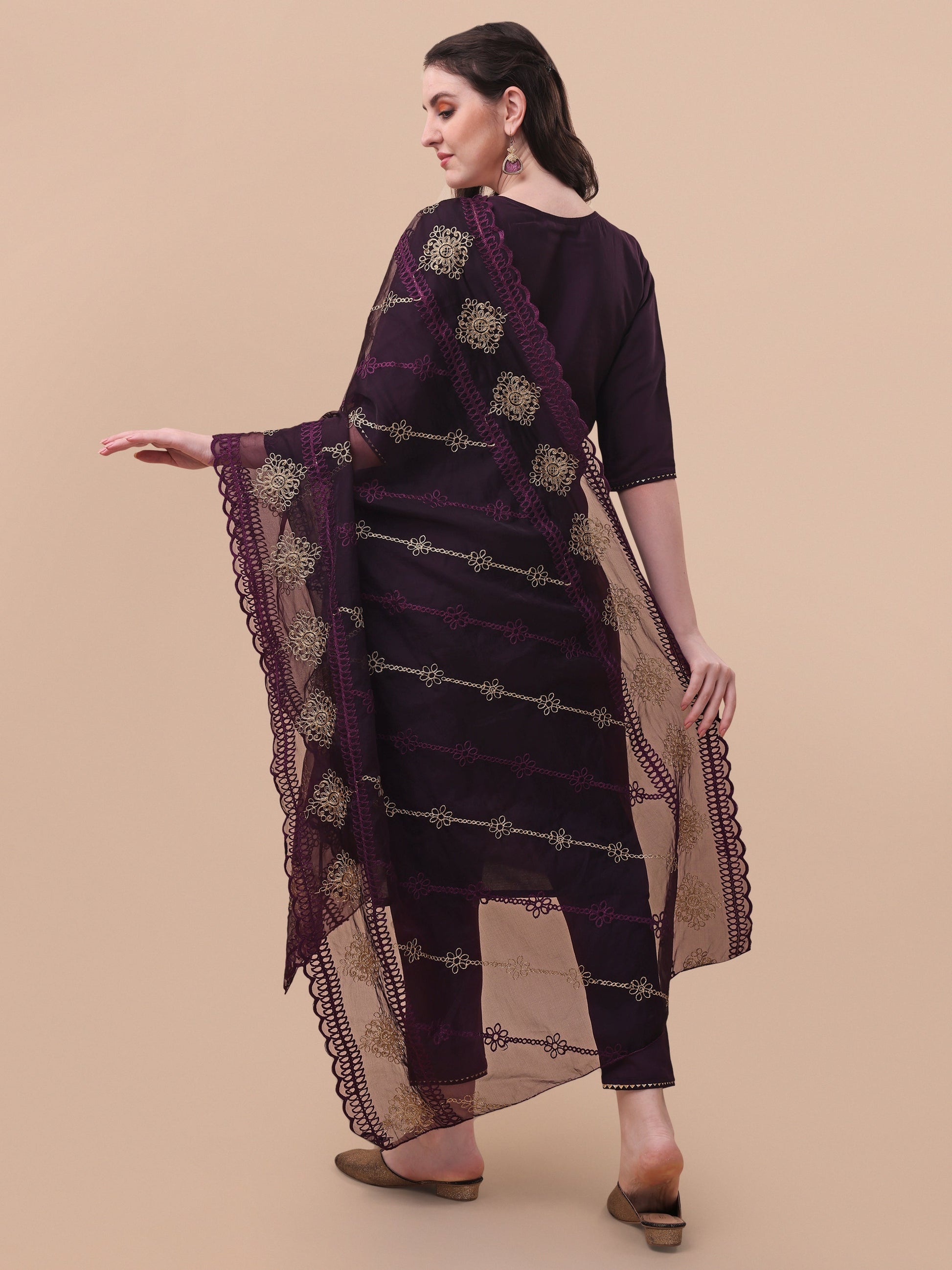 Embroidered Kurta With Pant & Dupatta Set, Multicolor - Hiral Fashion