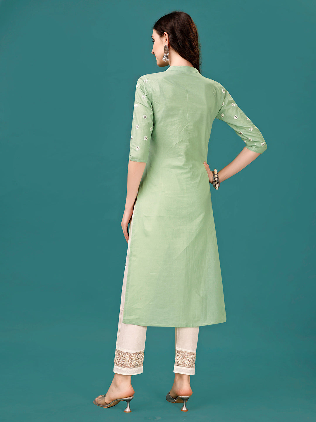 Lucknowi Embroidered Pure Cotton Mal Kurta With Designer Pant, Multicolor - Hiral Fashion