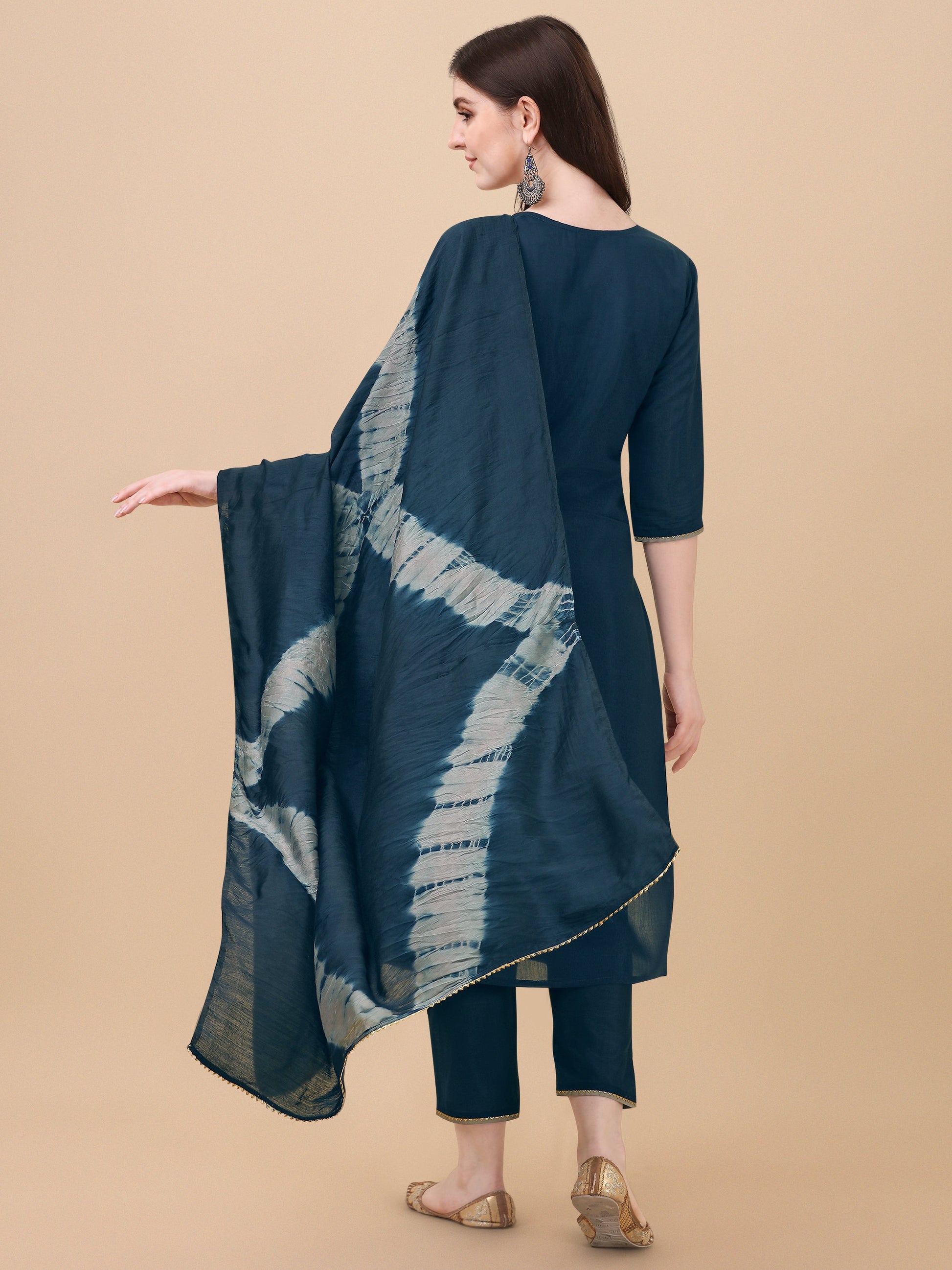 Embroidered Kurta With Pant And Dupatta Set, Multicolor - Hiral Fashion