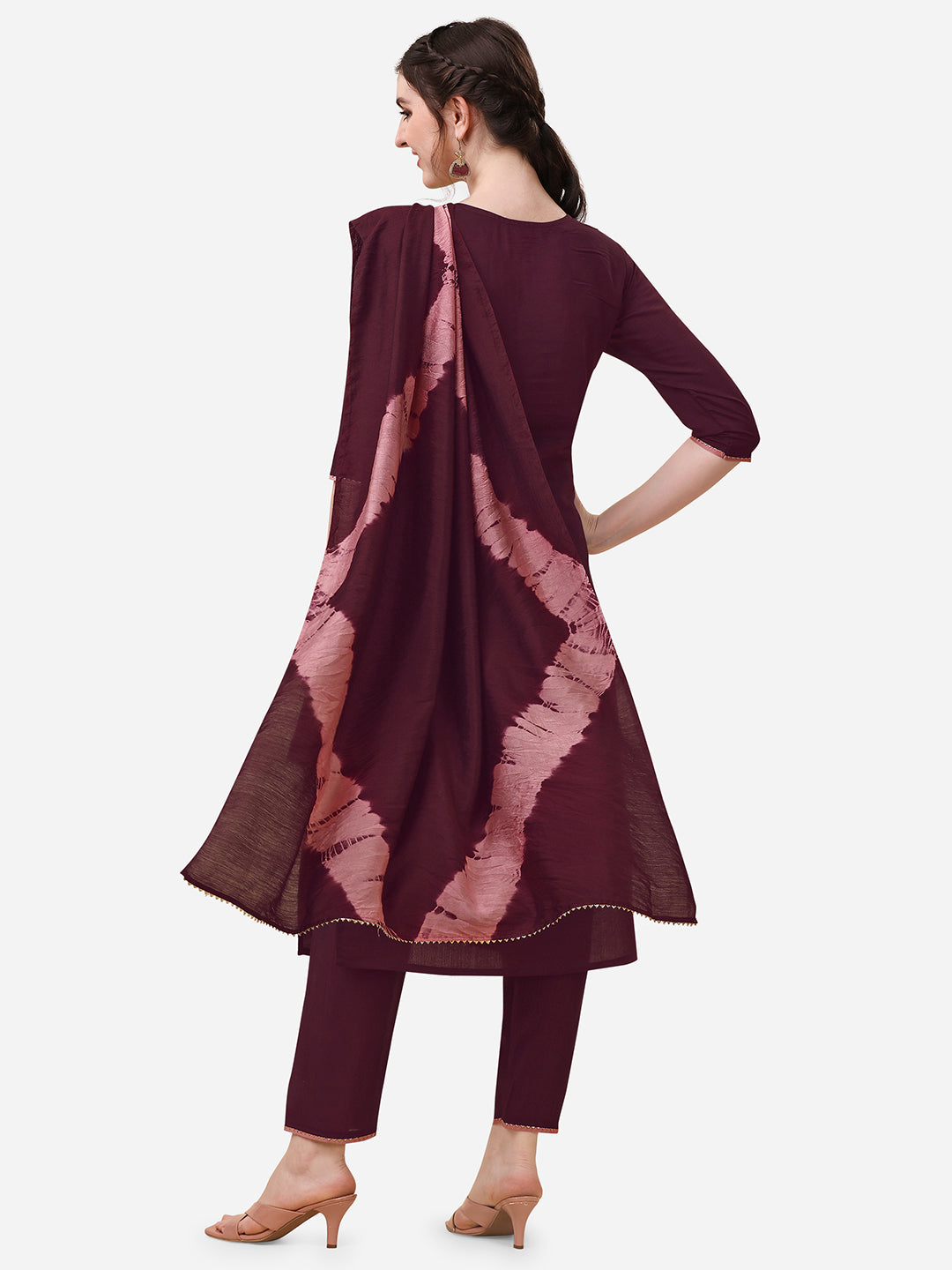 Embroidered Kurta With Pant And Dupatta Set, Multicolor - Hiral Fashion