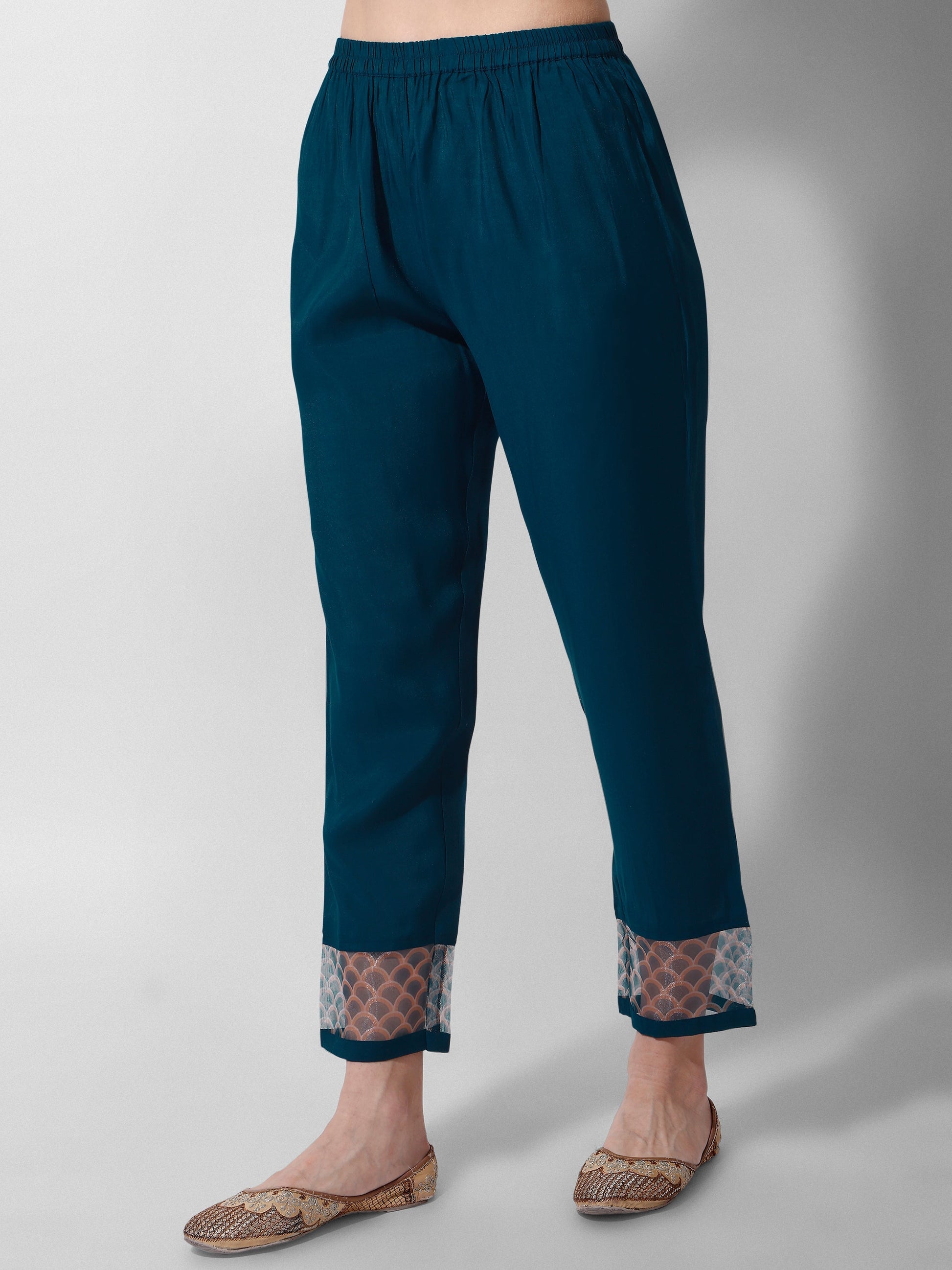 Hand Embroidered Kurta With Pant And Organza Dupatta Set Premium, Multicolor - Hiral Fashion