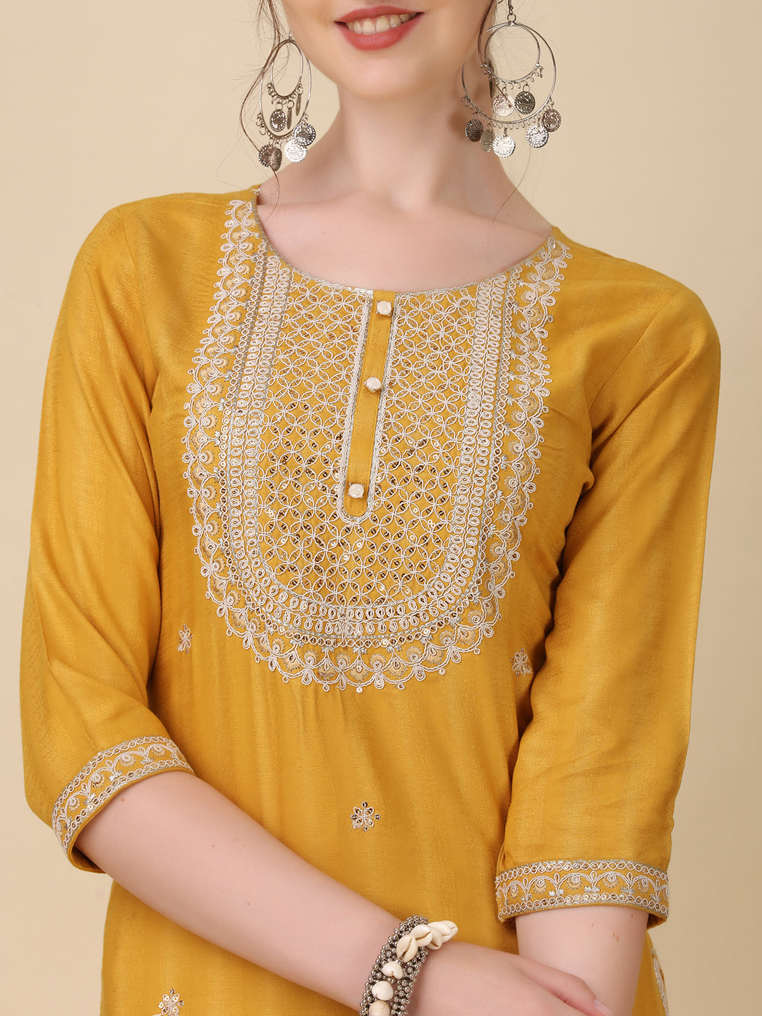 Embroidered Kurta With Pant And Dupatta Set Premium, Multicolor - Hiral Fashion