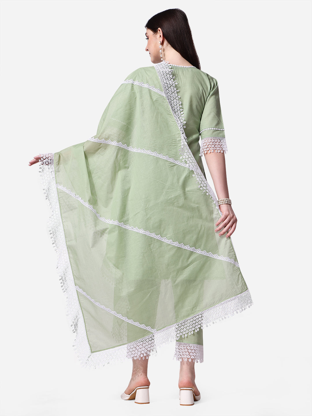 Lucknawi Embroidered Kurta With Pant & Dupatta Set, Multicolor - Hiral Fashion