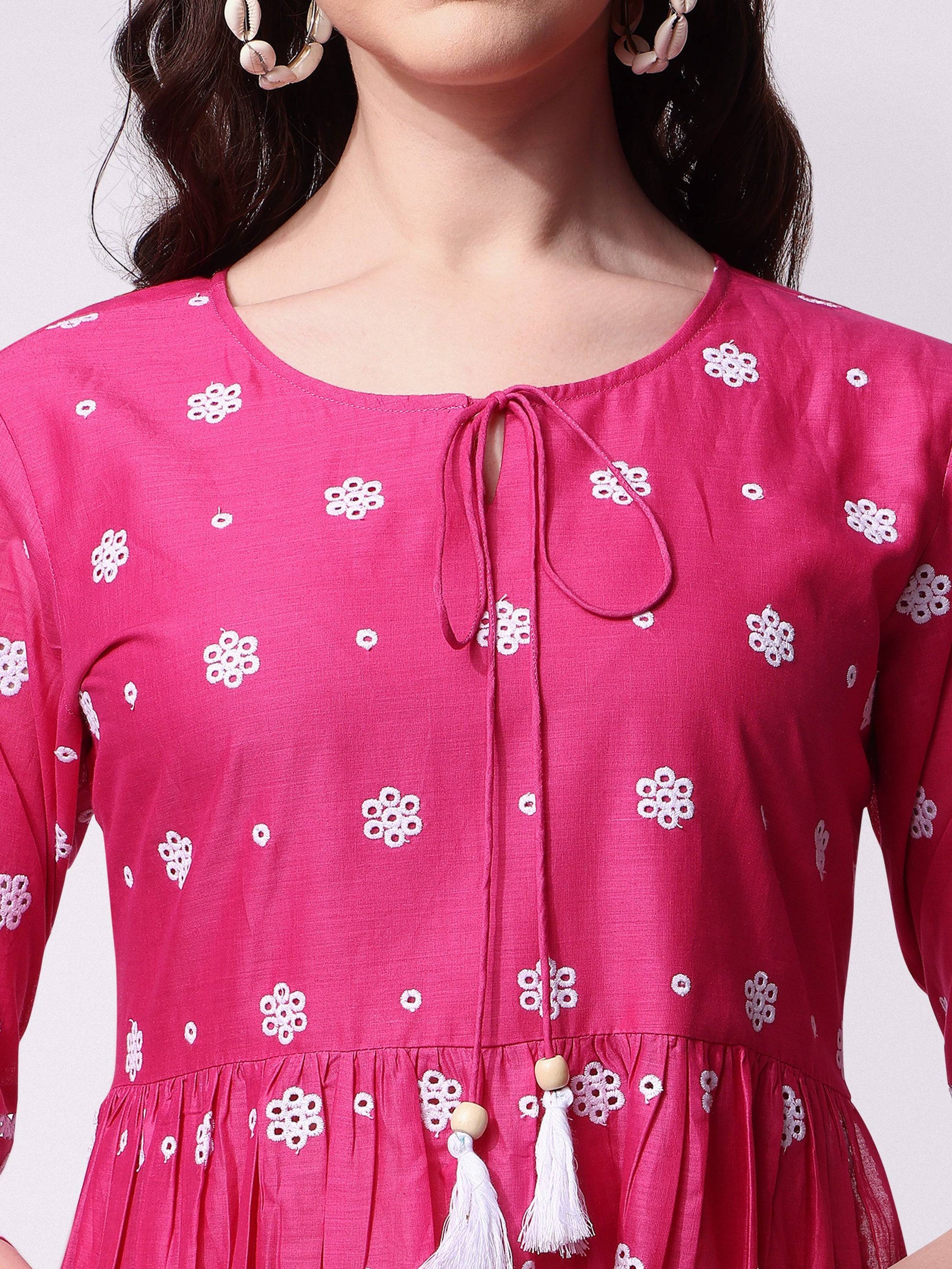 Nayra Cut Chikankari Embroidered Kurta With Pant And Dupatta Set, Multicolor - Hiral Fashion