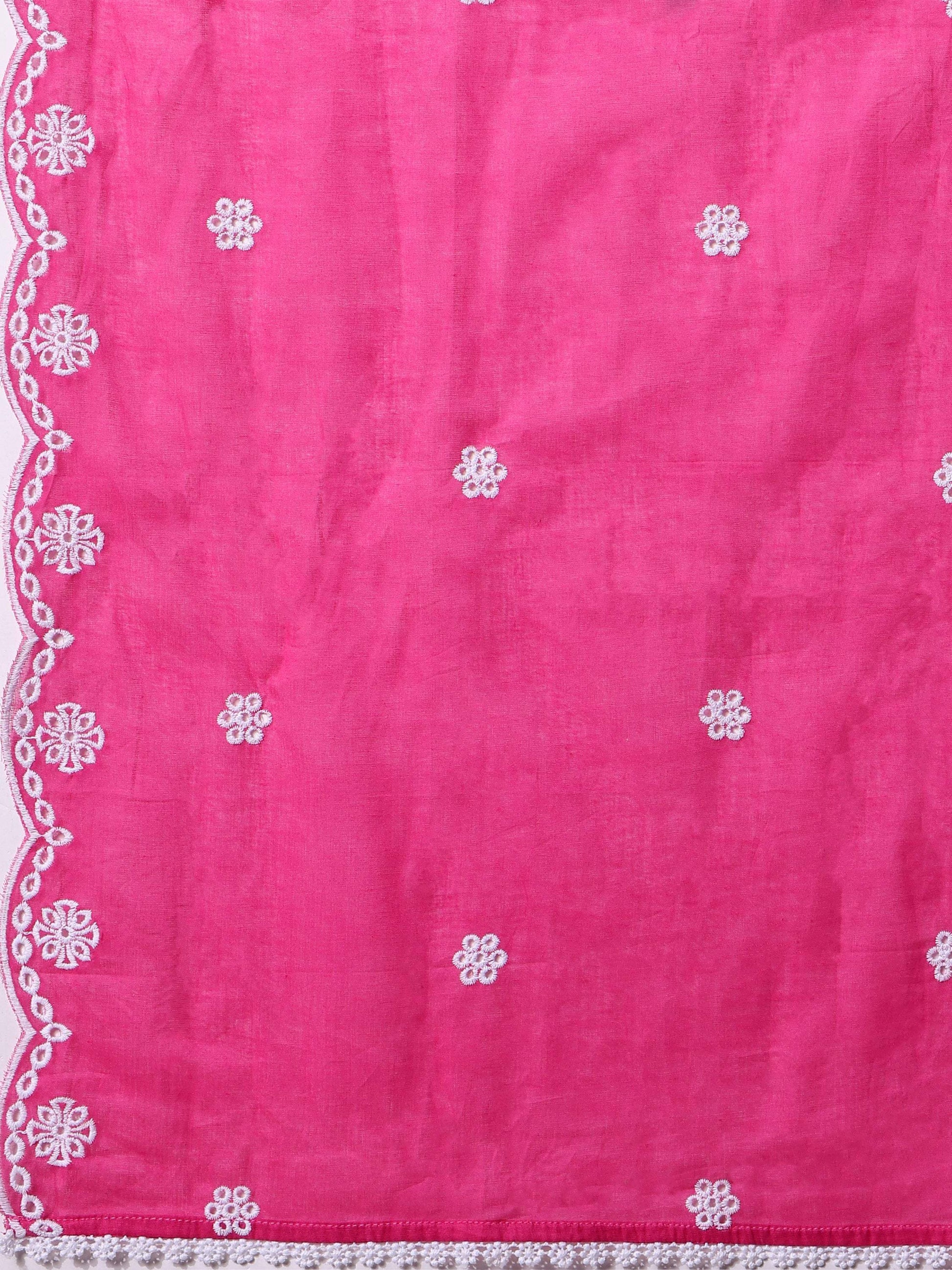 Nayra Cut Chikankari Embroidered Kurta With Pant And Dupatta Set, Multicolor - Hiral Fashion