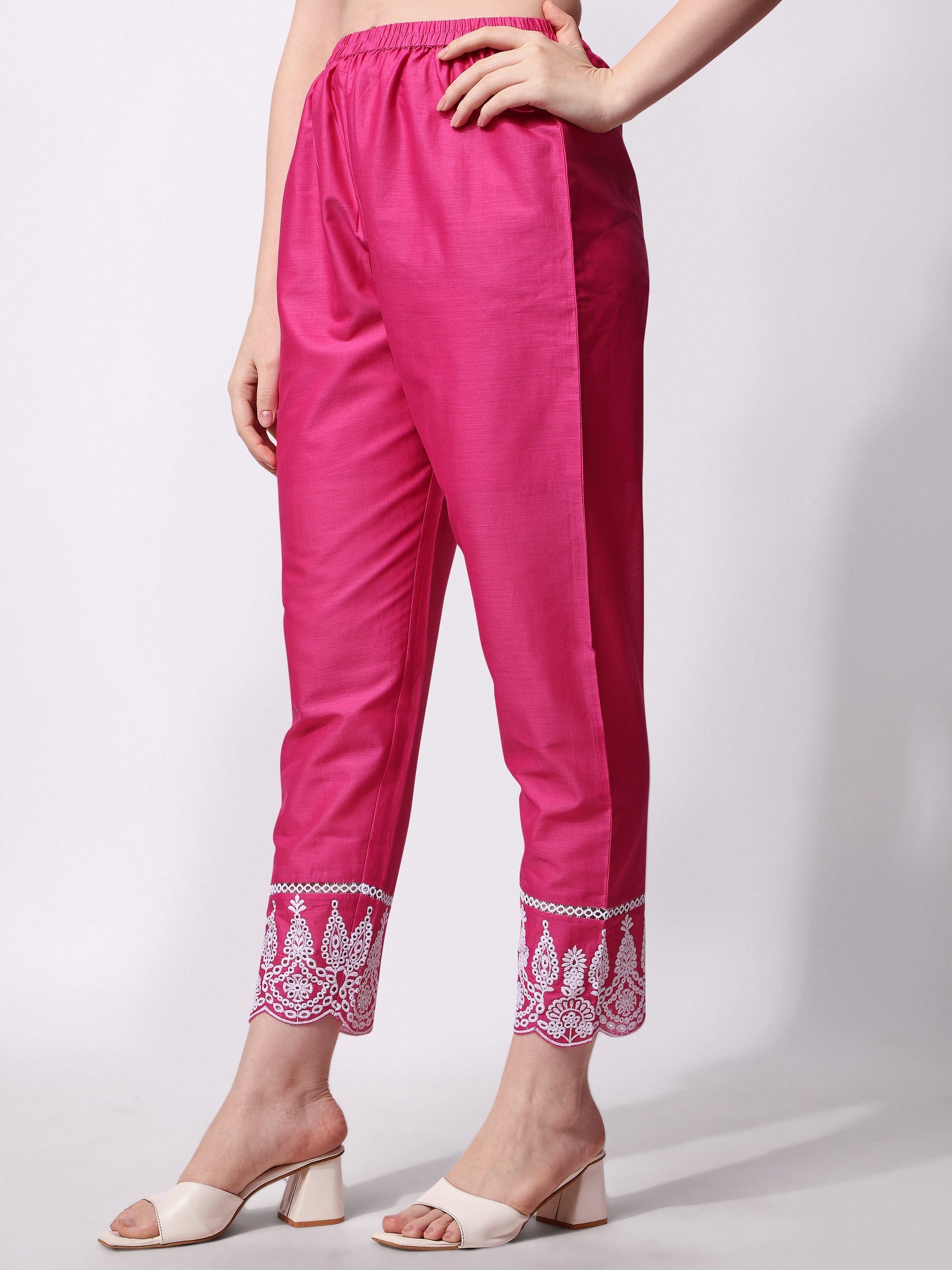 Nayra Cut Chikankari Embroidered Kurta With Pant And Dupatta Set, Multicolor - Hiral Fashion