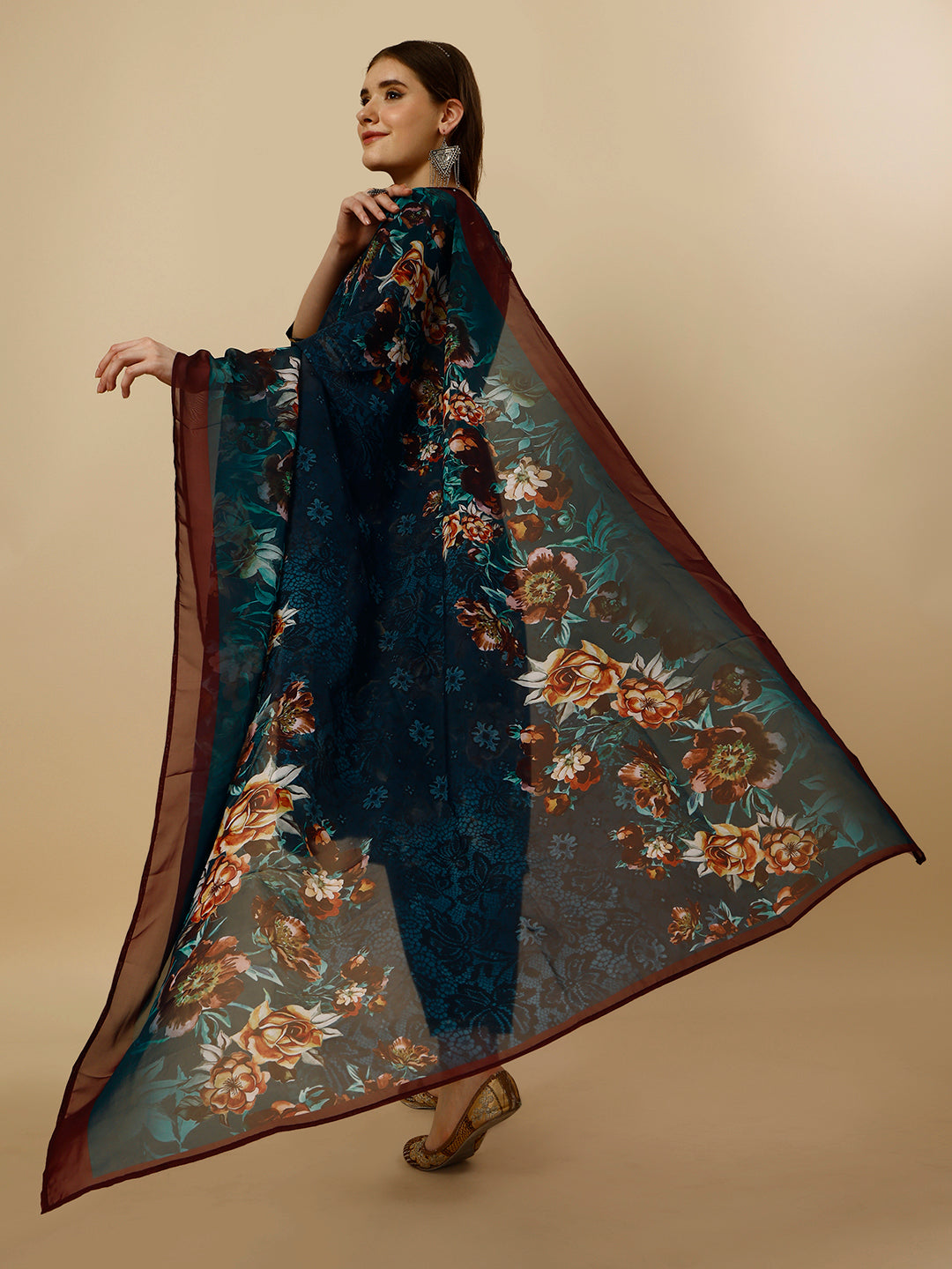 Nayara Cut Kurta With Pant And Dupatta Set, Multicolor - Hiral Fashion