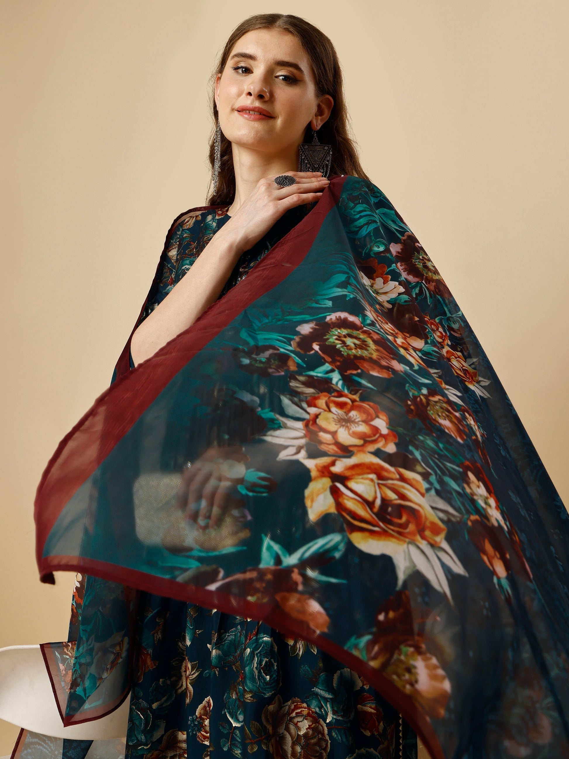 Nayara Cut Kurta With Pant And Dupatta Set, Multicolor - Hiral Fashion