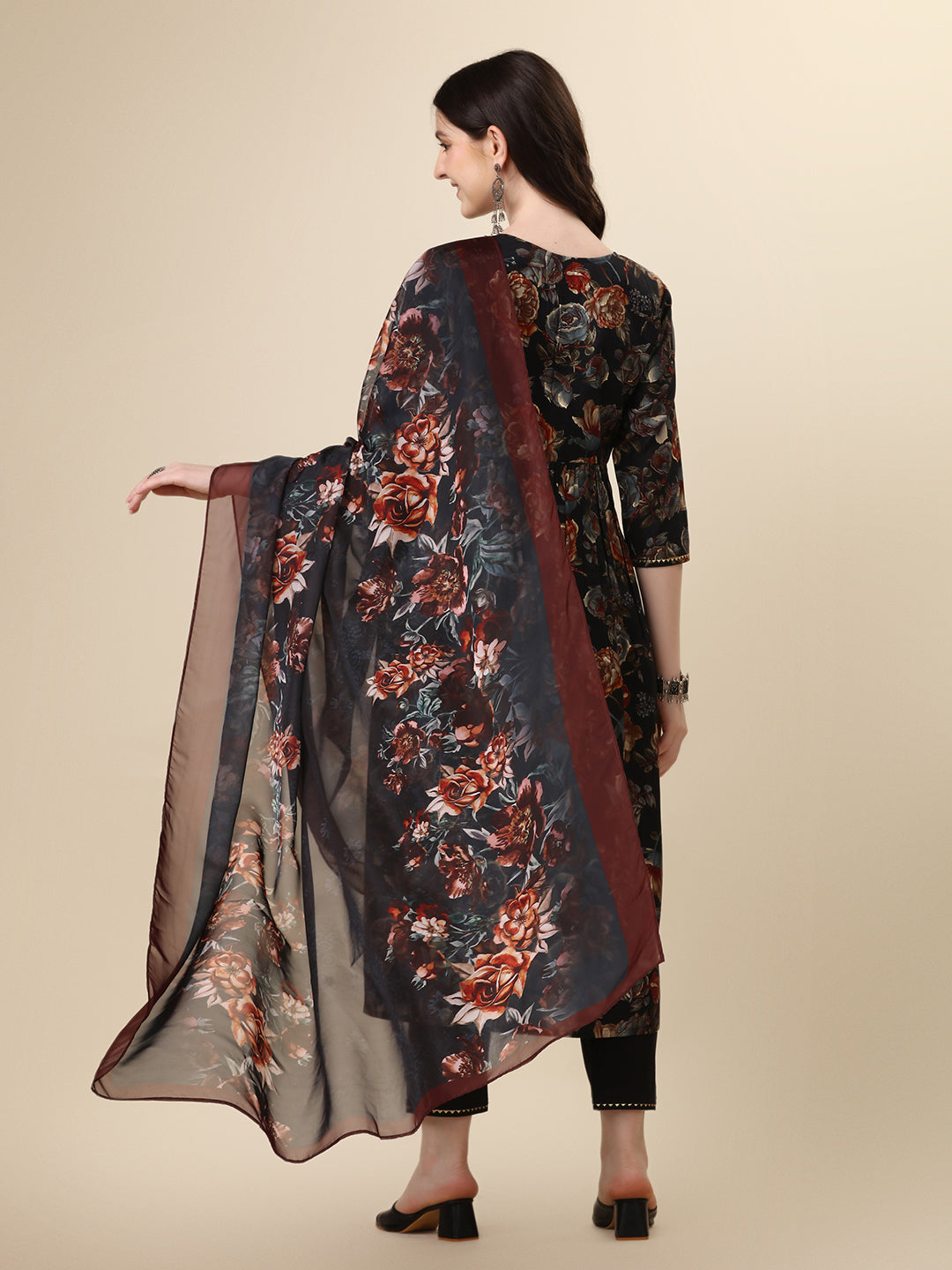 Nayra Cut Printed Kurta With Pant And Dupatta Set, Multicolor - Hiral Fashion