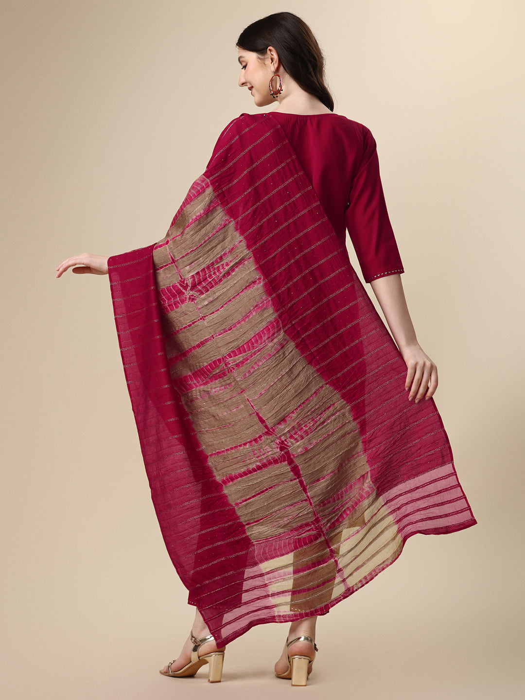 Hand Embroidered Kurta With Pant And Dupatta Set, Multicolor - Hiral Fashion