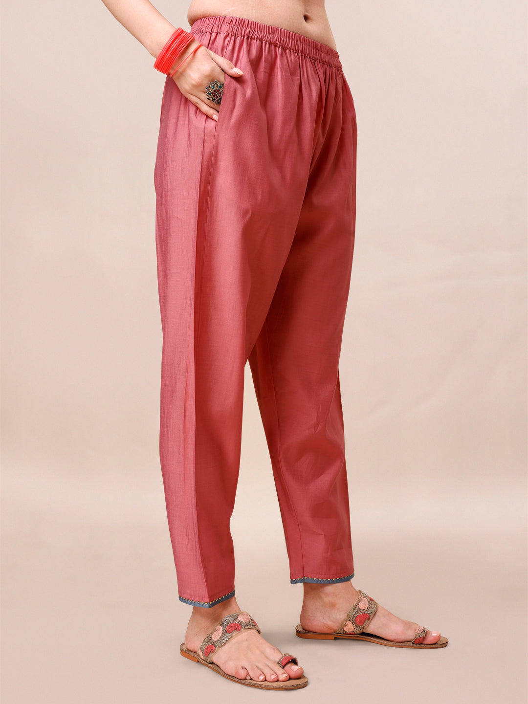 Embroidered Kurta With Pant & Printed Dupatta Set, Multicolor - Hiral Fashion
