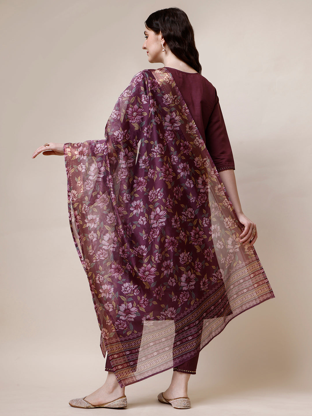 Embroidered Kurta With Pant And Dupatta Set, Multicolor - Hiral Fashion