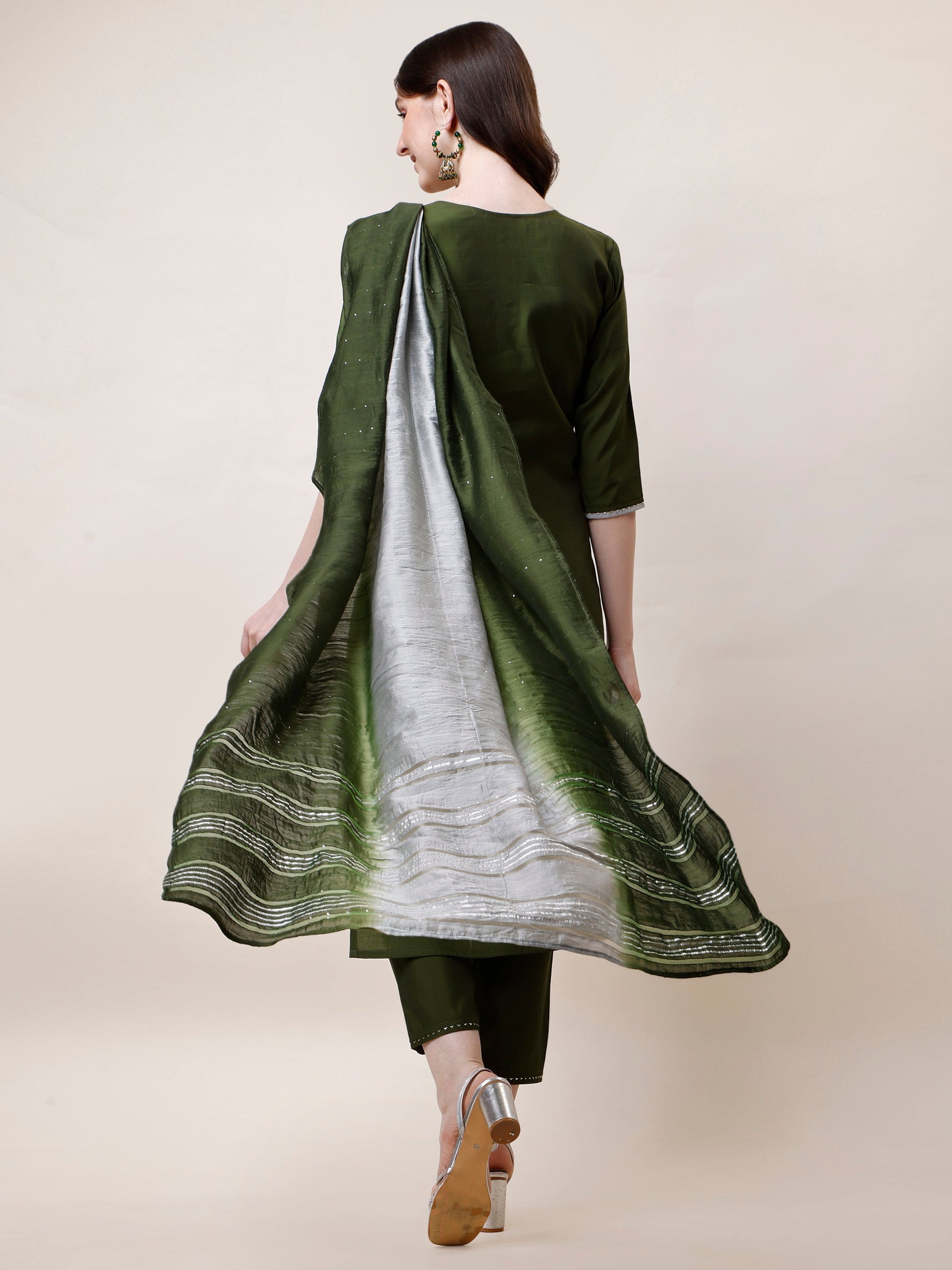 Hand Embroidered Kurta With Pant And Dupatta Set, Multicolor - Hiral Fashion