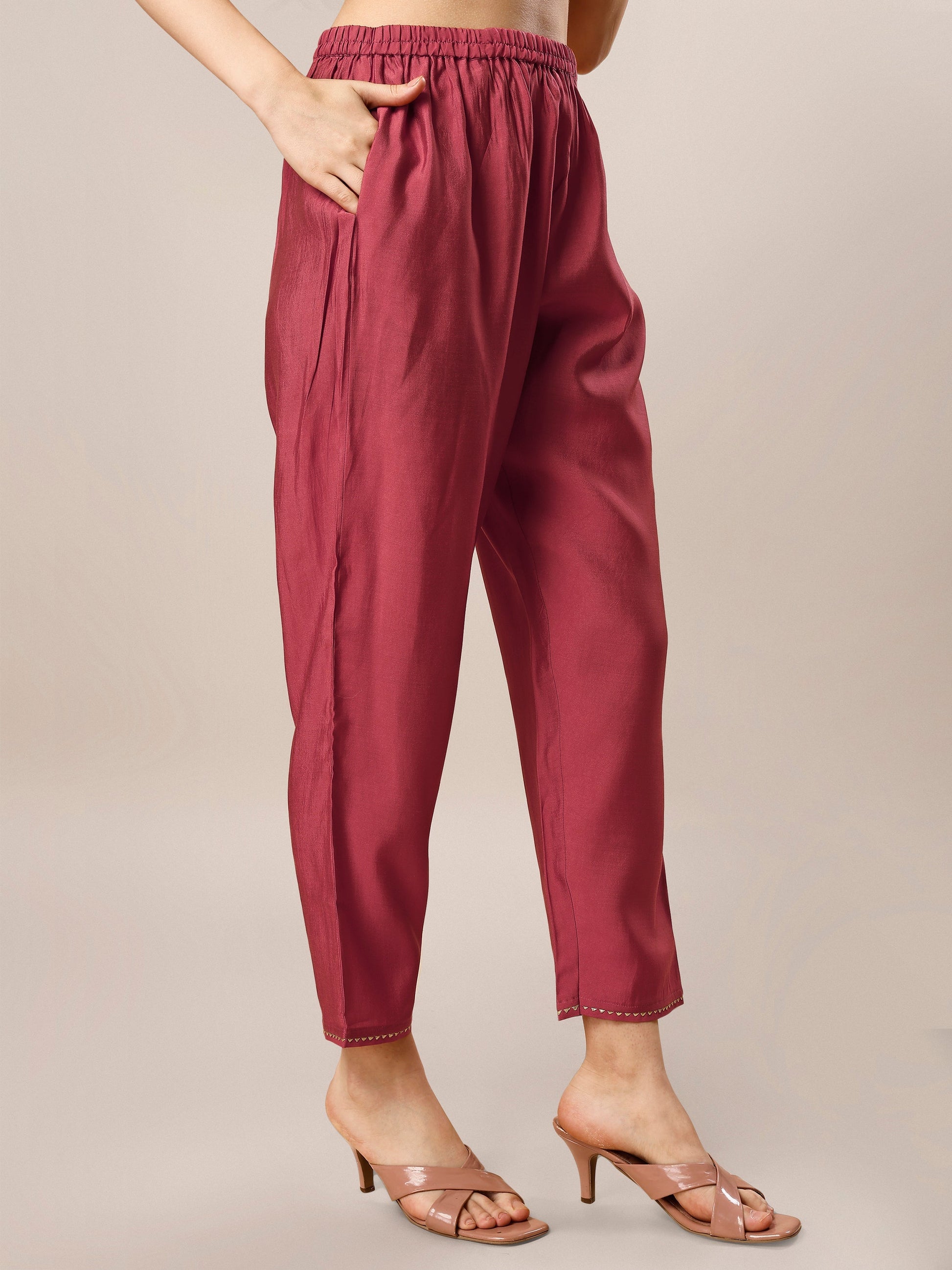 Hand Embroidered Kurta With Pant And Dupatta Set, Multicolor - Hiral Fashion