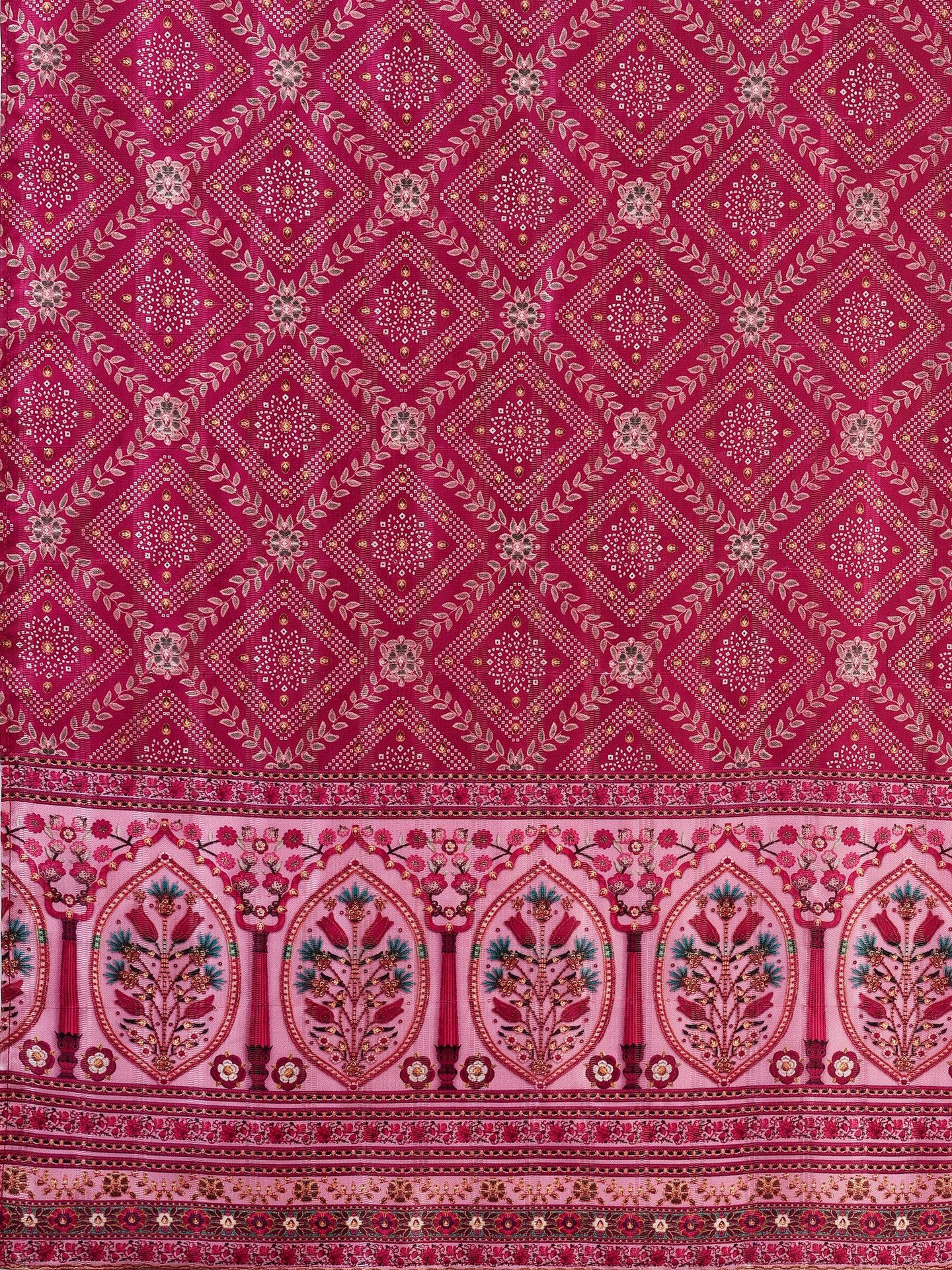Embroidered Silk Blend Kurta With Pant & Printed Dupatta, Multicolor - Hiral Fashion