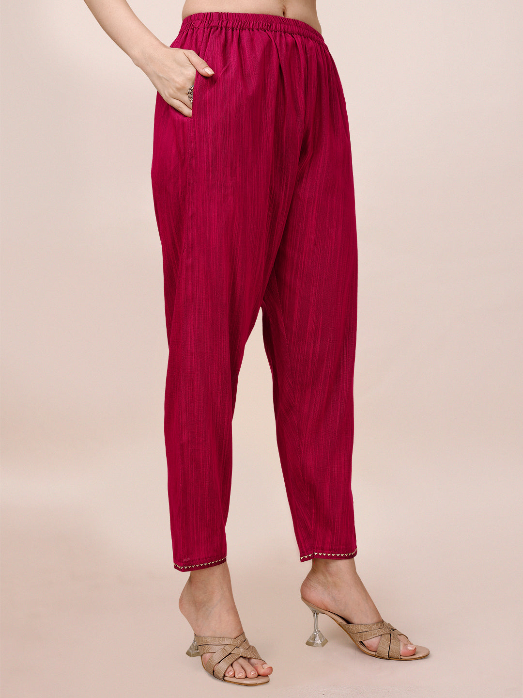 Embroidered Silk Blend Kurta With Pant & Printed Dupatta, Multicolor - Hiral Fashion