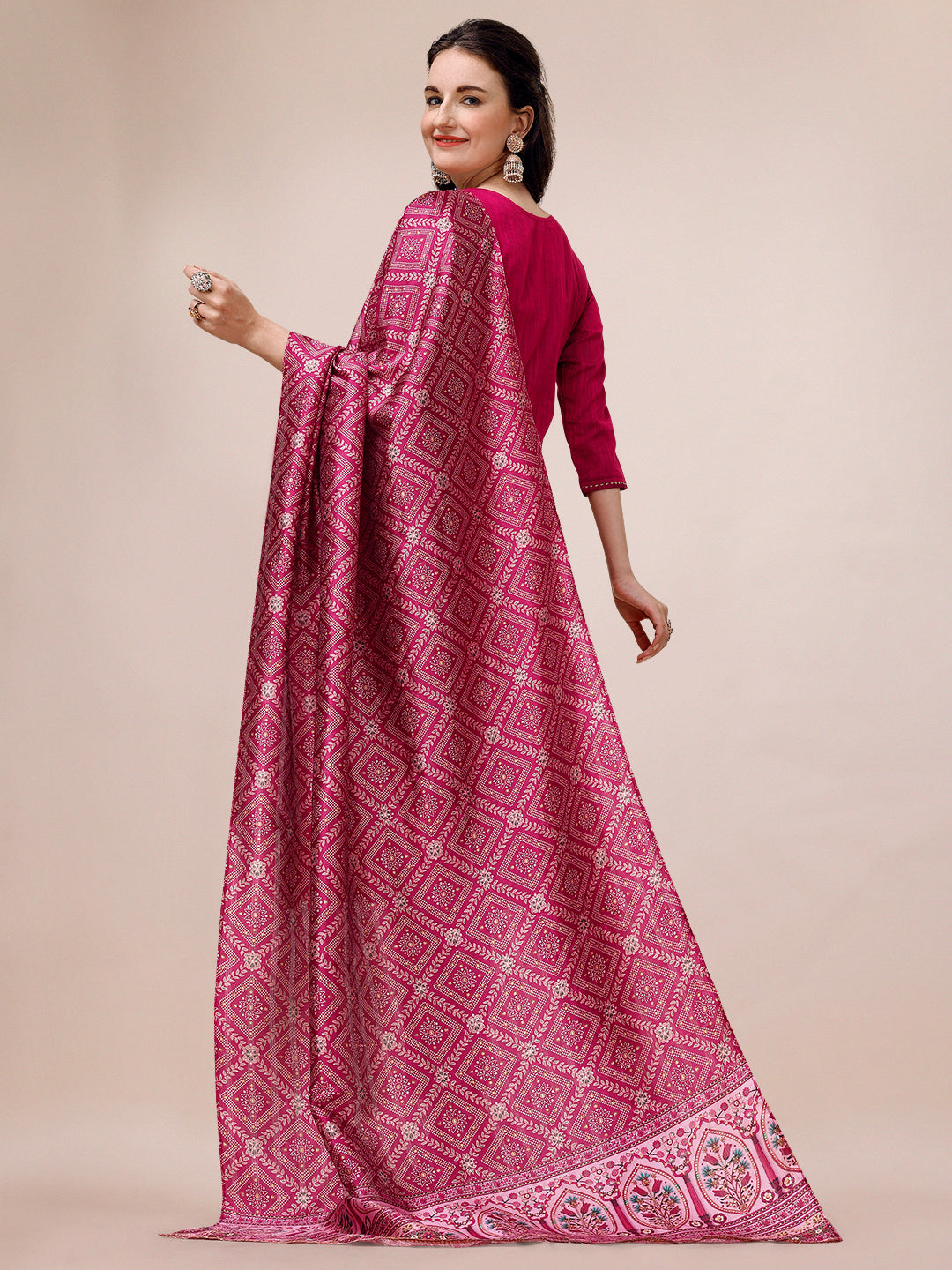 Embroidered Silk Blend Kurta With Pant & Printed Dupatta, Multicolor - Hiral Fashion