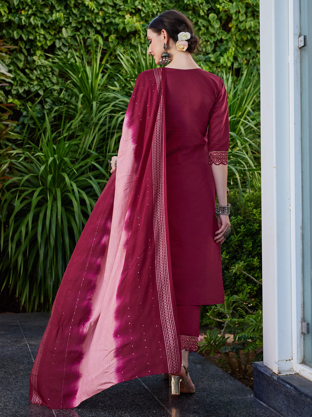 Hand Embroidered Kurta With Pant And Dupatta Set Premium, Multicolor - Hiral Fashion